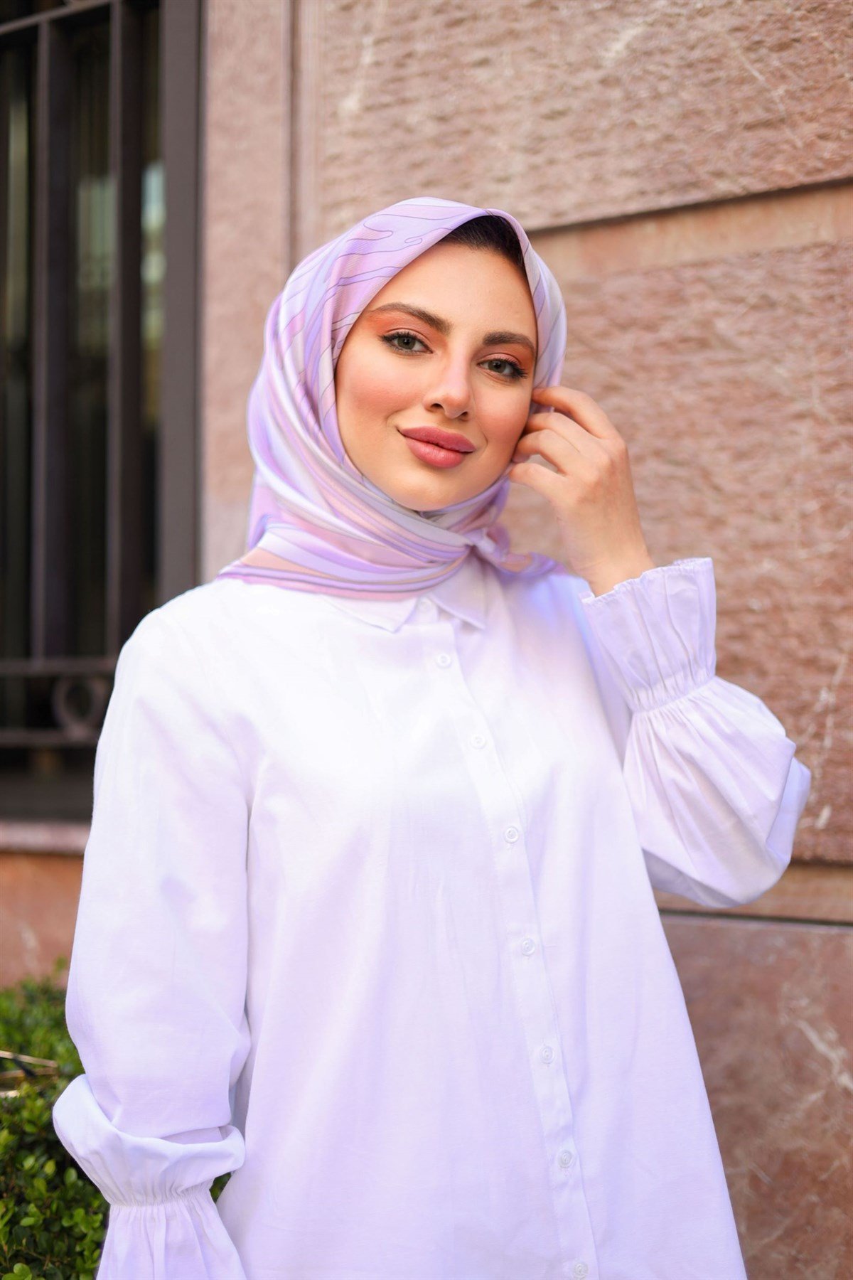 Victoria Pink Twill Eşarp