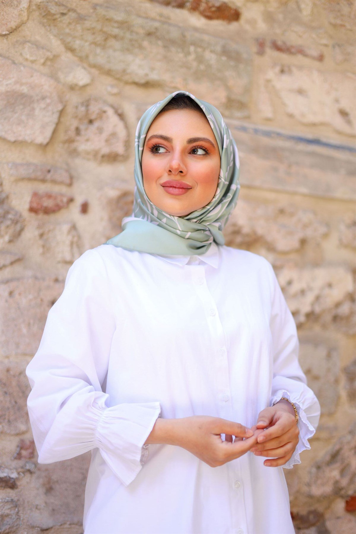 Zeytindalı Twill Eşarp Su Yeşili