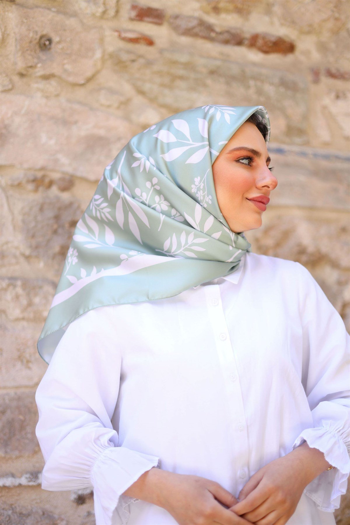 Zeytindalı Twill Eşarp Su Yeşili