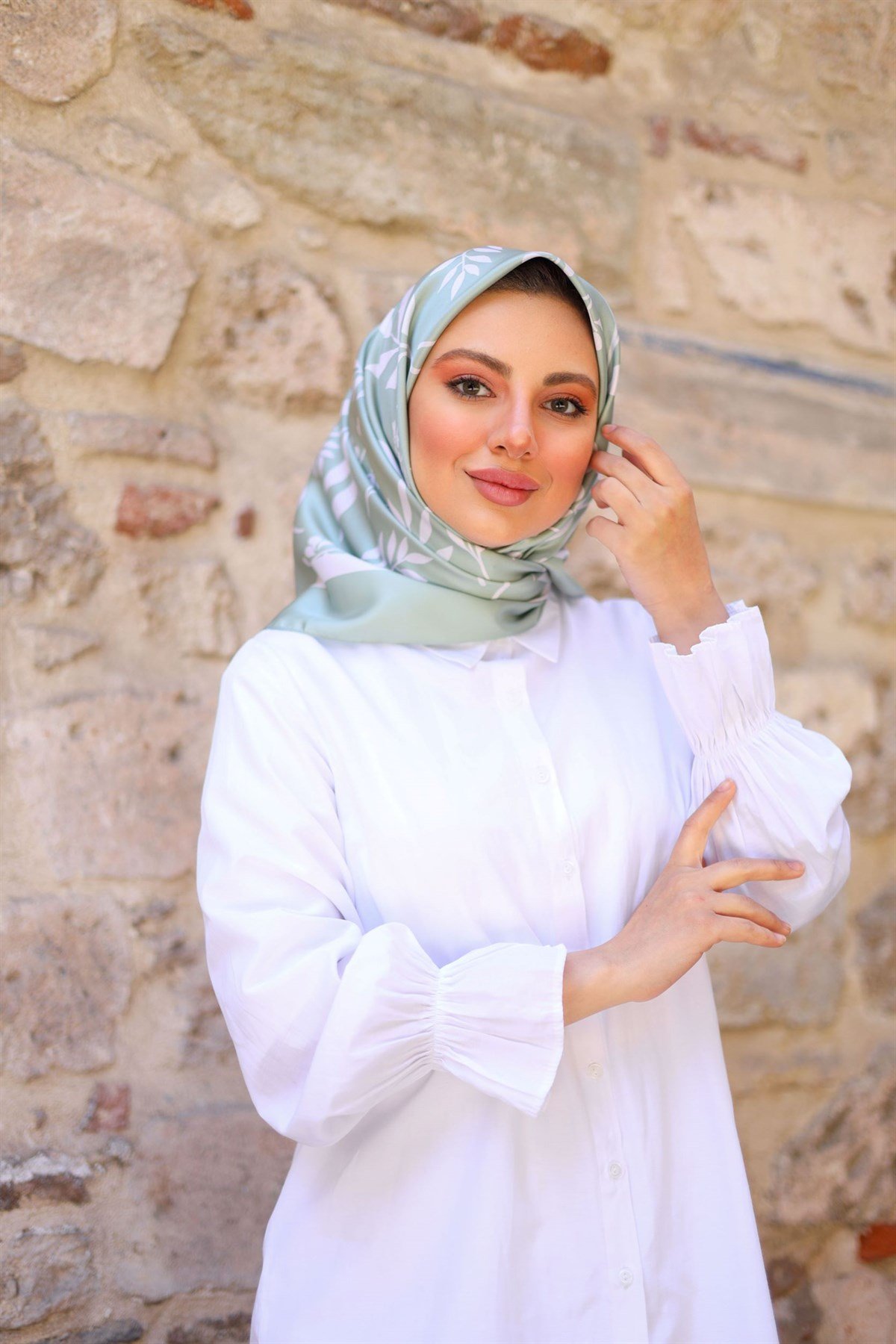 Zeytindalı Twill Eşarp Su Yeşili