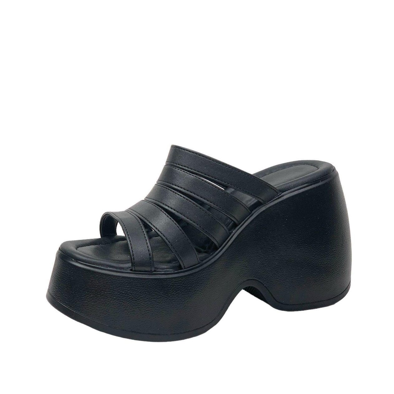 Kadın Gehma Siyah Bantlı Yüksek Topuk Platform Sandalet 10 Cm DLG11
