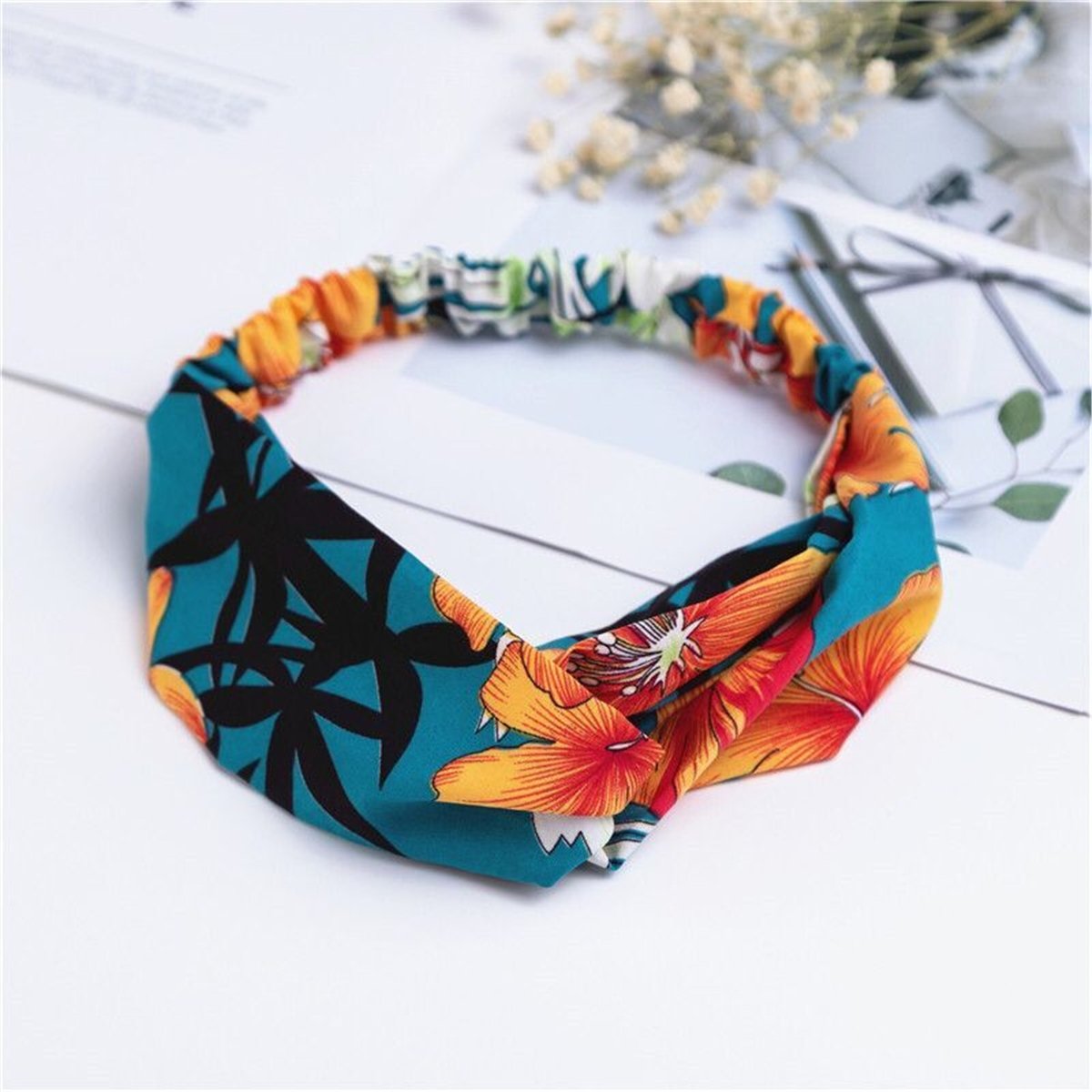 SO-MUCH Kadın Bohem Kumaş Saç Bandı Yaz Desenli ( Arka Kısmı Lastikli Hazır Bandana)
