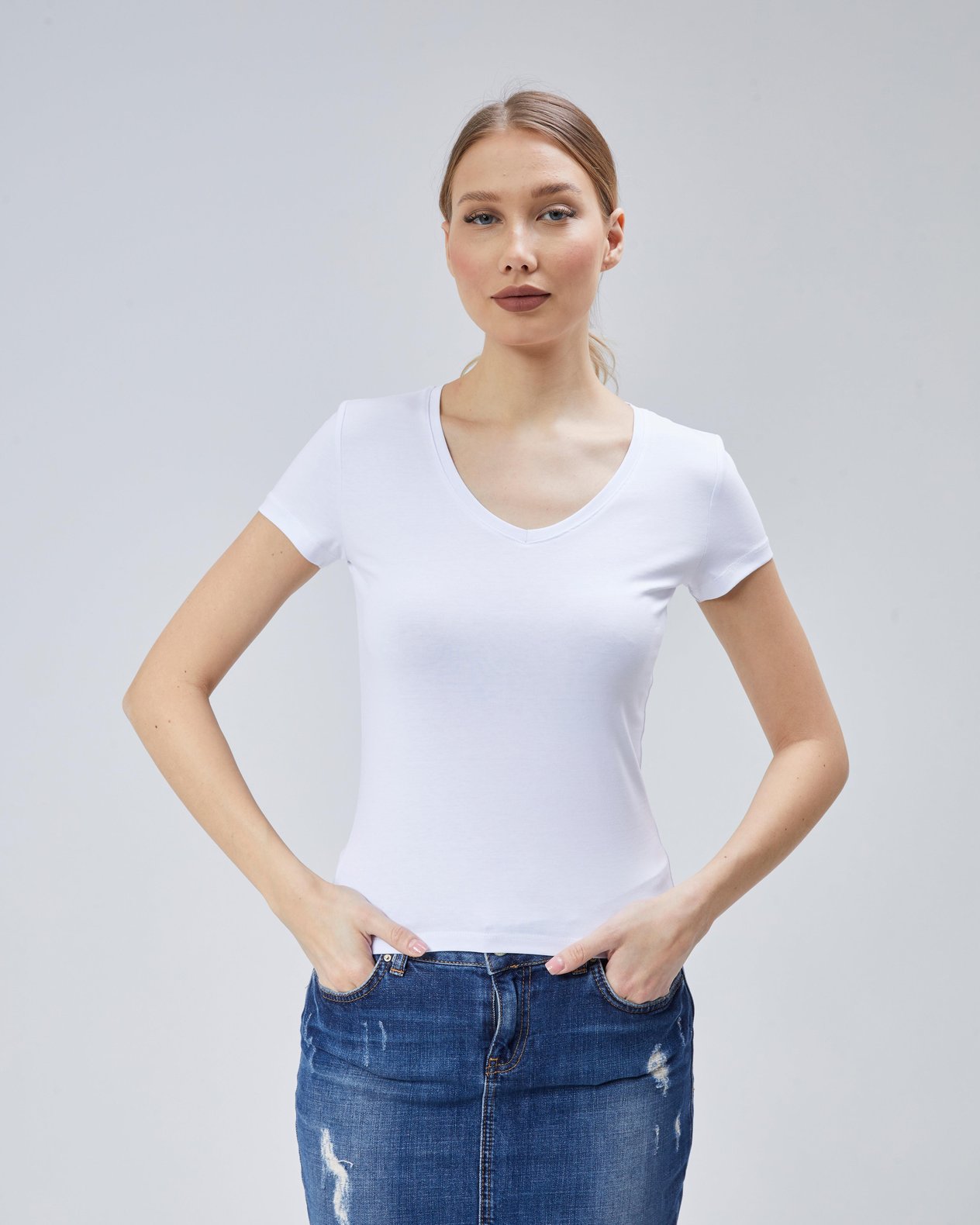 Virago 2'Lİ Soft Cotton V Yaka Kısa Kol Bluz/Body (1 Siyah+1 Beyaz)