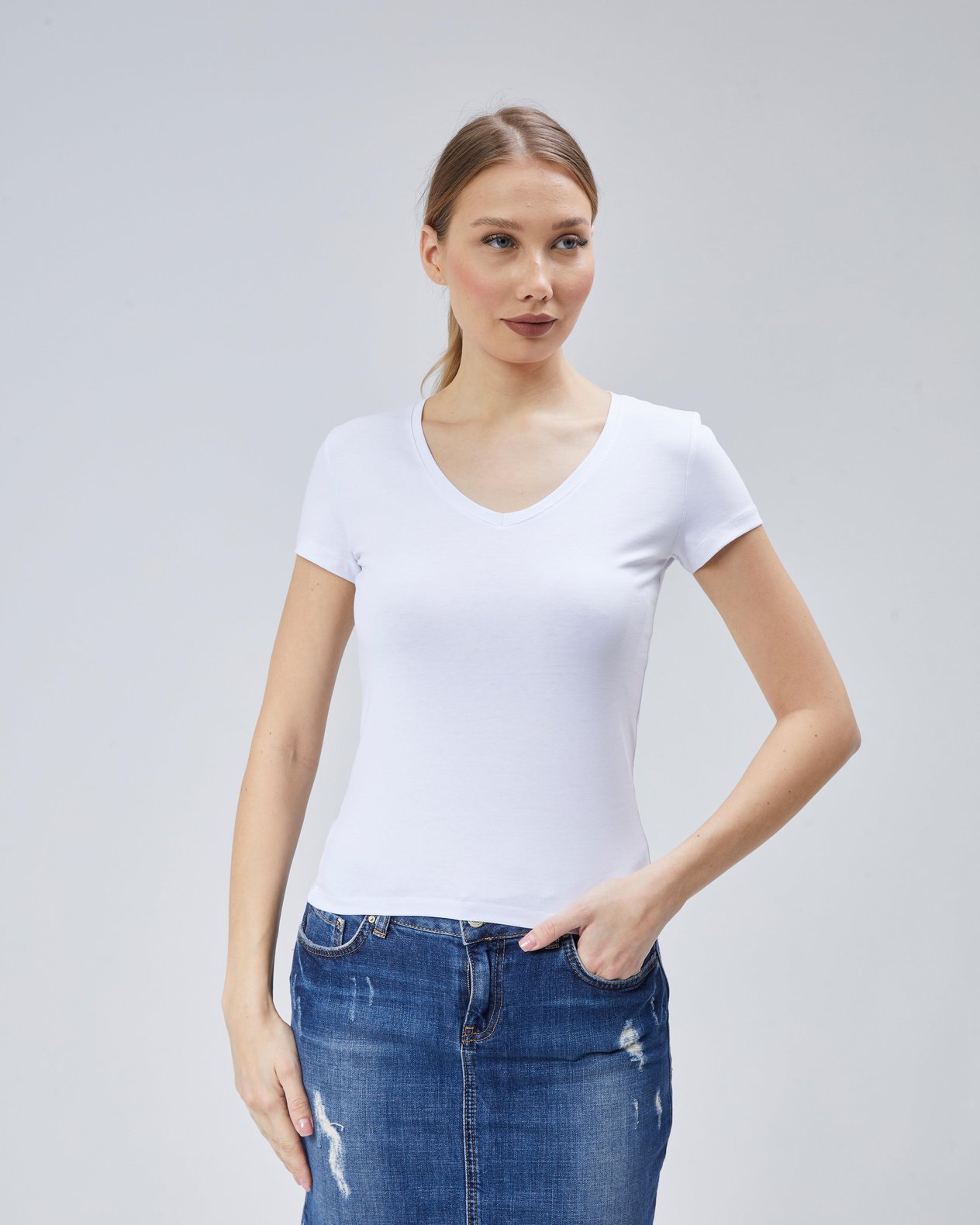 Virago 2'Lİ Soft Cotton V Yaka Kısa Kol Bluz/Body (1 Siyah+1 Beyaz)