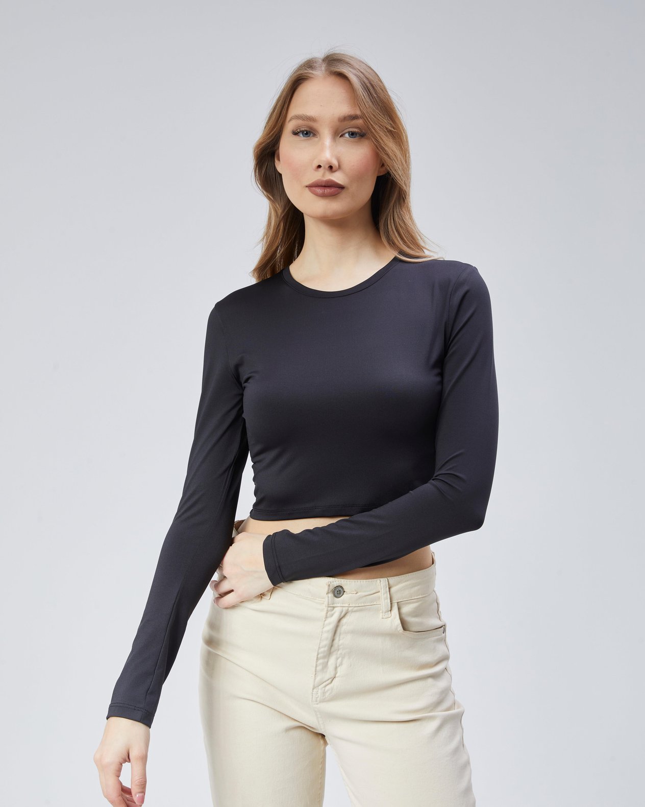 Virago 2'Lİ Soft Touch Yuvarlak Yaka Uzun Kol Bluz/Body (1 Siyah+1 Beyaz)