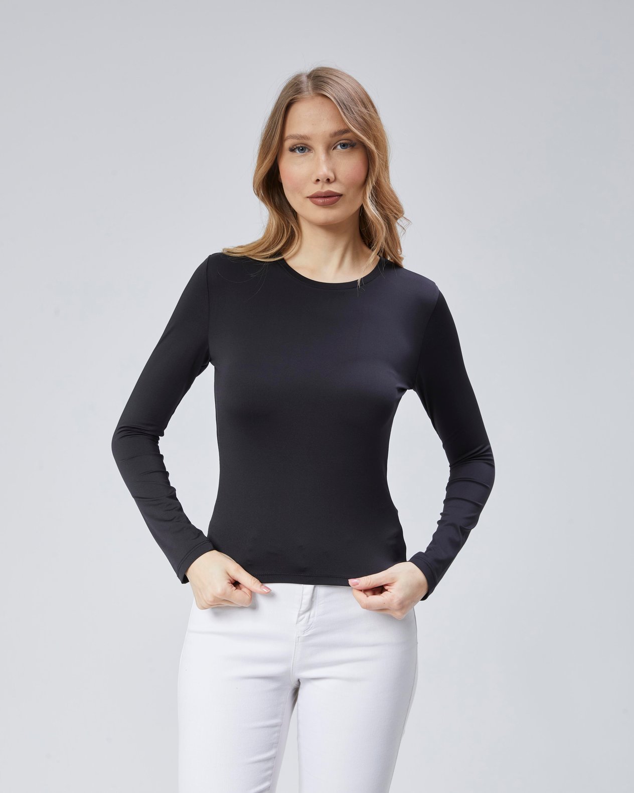 Virago 2'Lİ Soft Touch Yuvarlak Yaka Uzun Kol Bluz/Body (1 Siyah+1 Beyaz)