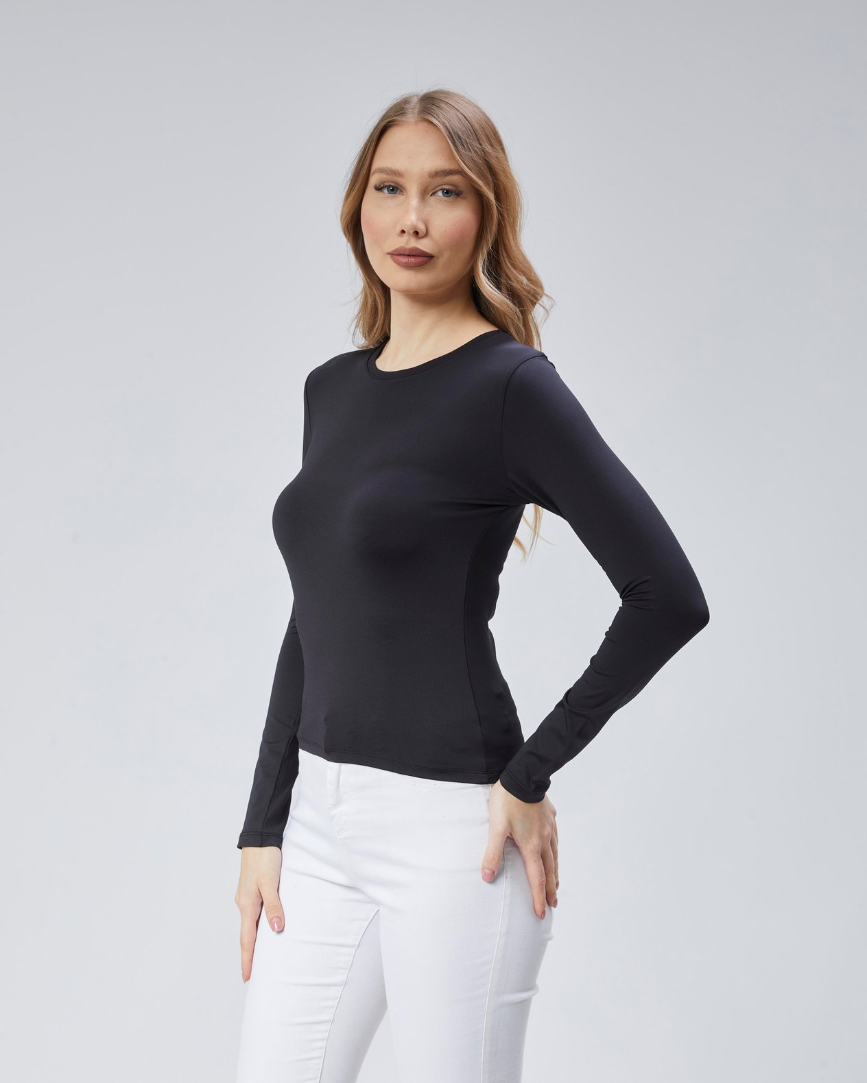 Virago 2'Lİ Soft Touch Yuvarlak Yaka Uzun Kol Bluz/Body (1 Siyah+1 Beyaz)