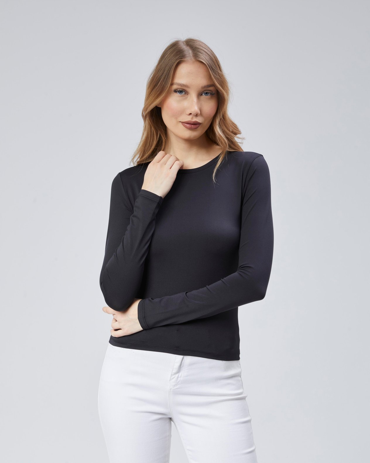 Virago 2'Lİ Soft Touch Yuvarlak Yaka Uzun Kol Bluz/Body (1 Siyah+1 Beyaz)