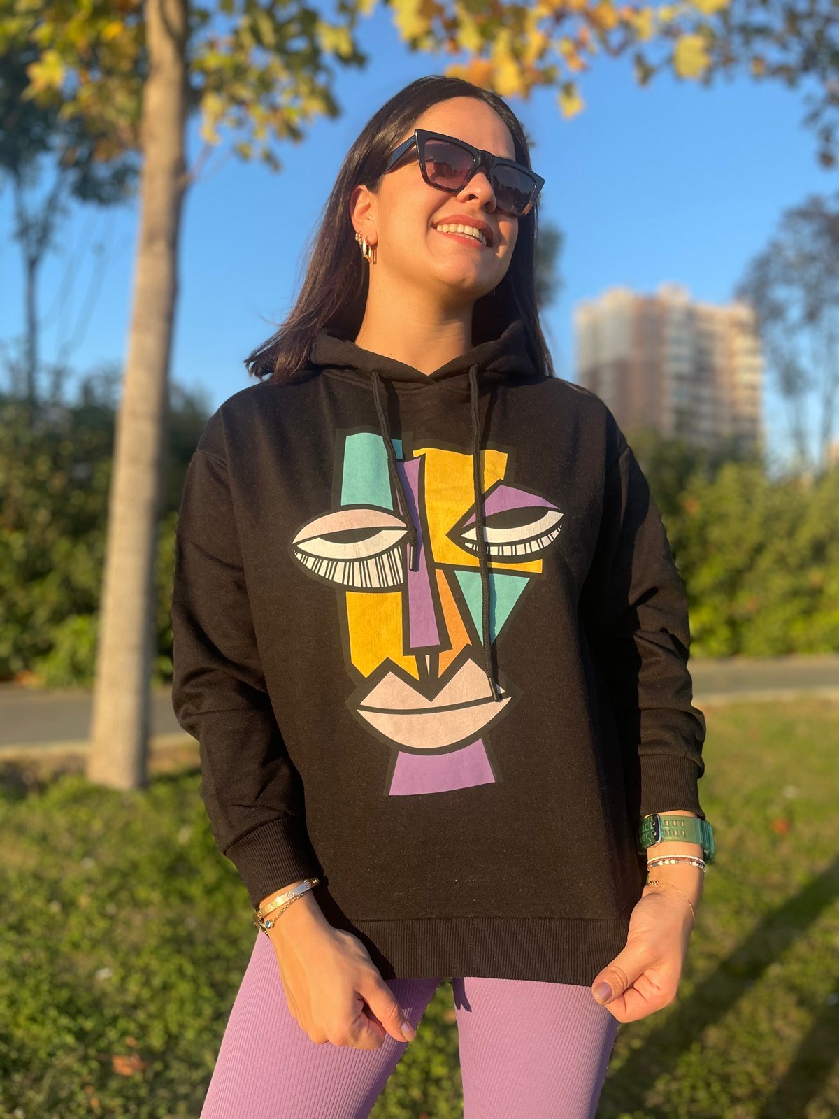 Renkli Baskılı Sweatshirt