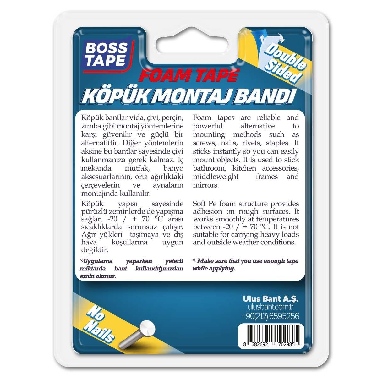 15 KG Solvent Akrilik Köpük Aksesuar Montaj Bandı 19mmx2mt