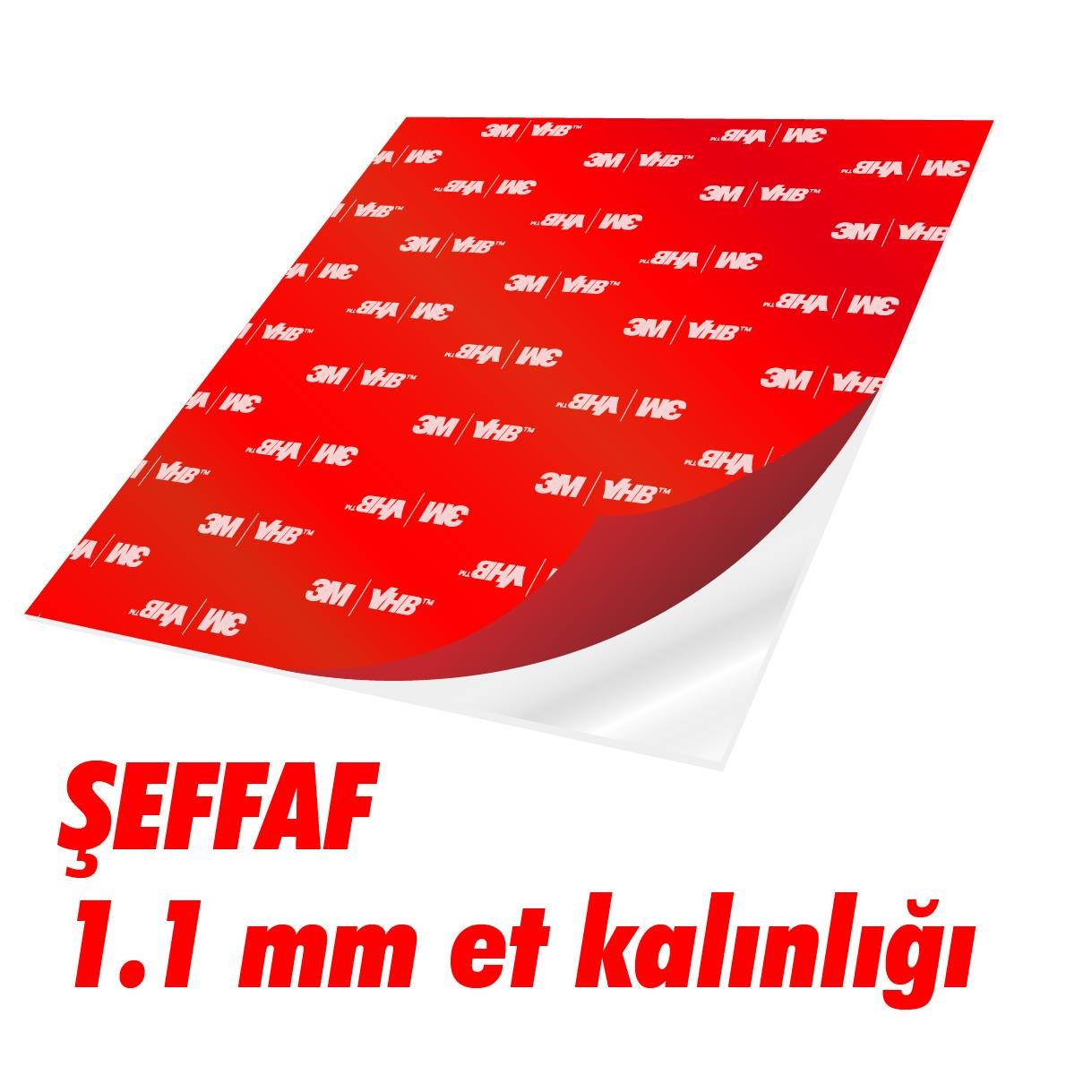 3M Şeffaf Çift Taraflı Kesilmiş 10 Adet En:5cm Boy:5cm