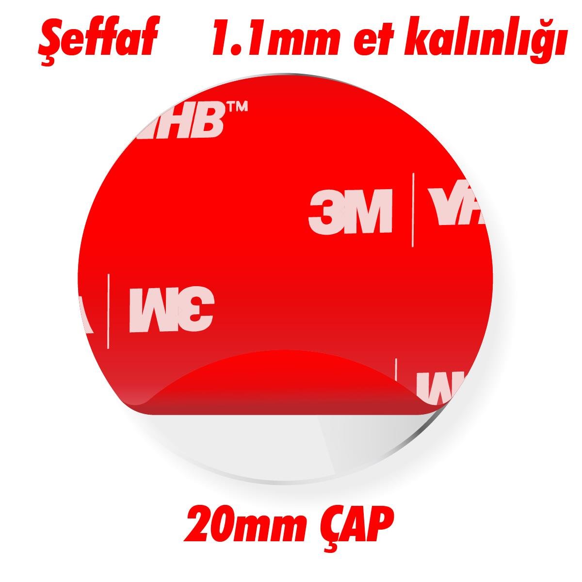 3M Şeffaf Çift Taraflı Kesilmiş 75 Adet 2cm Çap