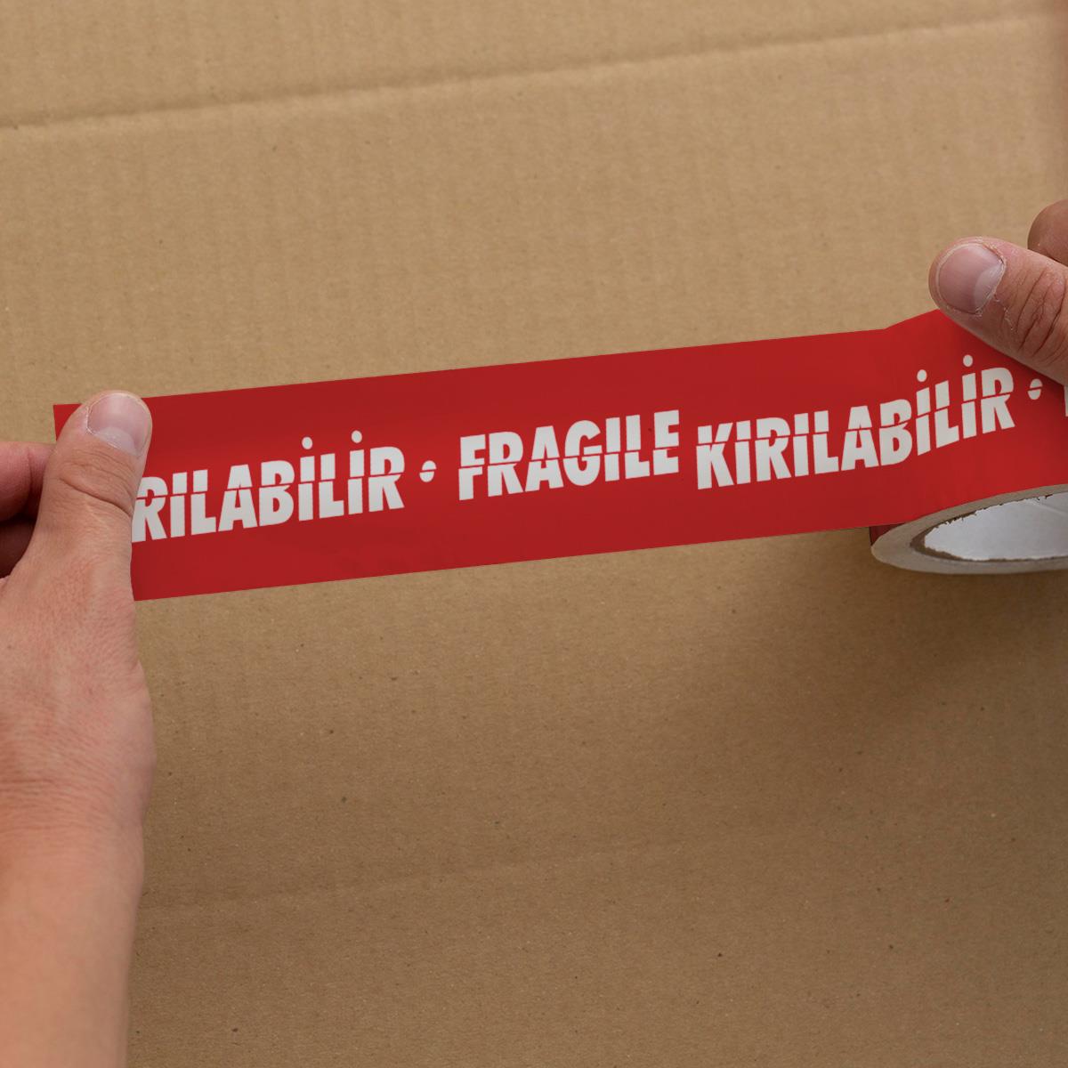 6'lı Fragile / Kırılır Uyarı Hotmelt Koli Bandı