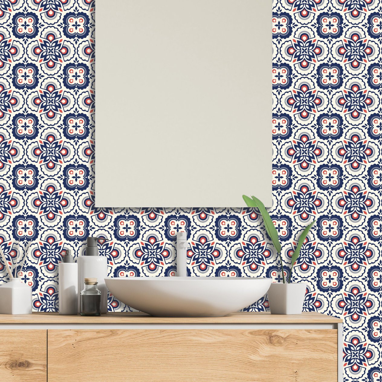 Boss TapeDöşemeBoss Kendinden Yapışkanlı Banyo Mutfak Fayans Kaplama Retro Çiçek Pvc Karo 30x30cm (0,36 m²)