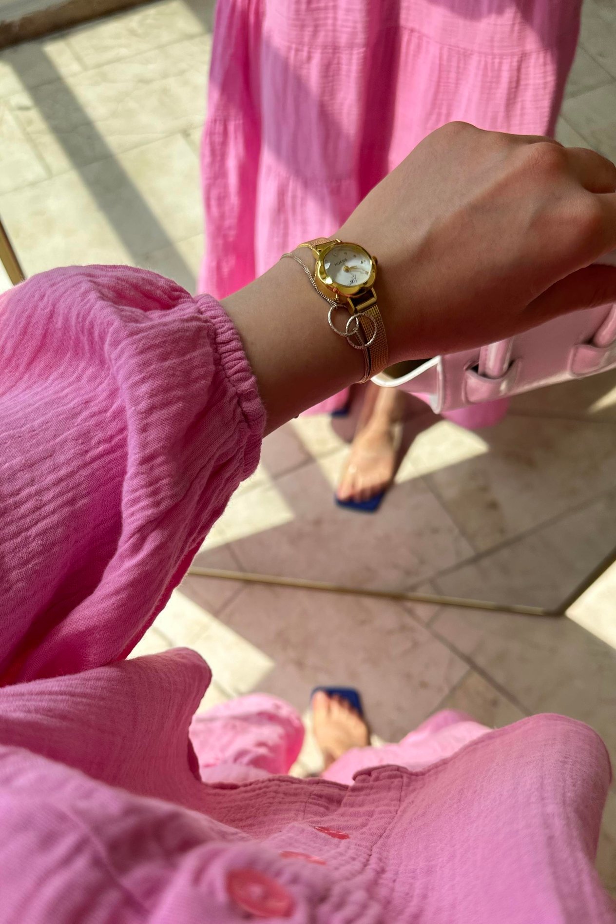 müslin etekli takım pembe