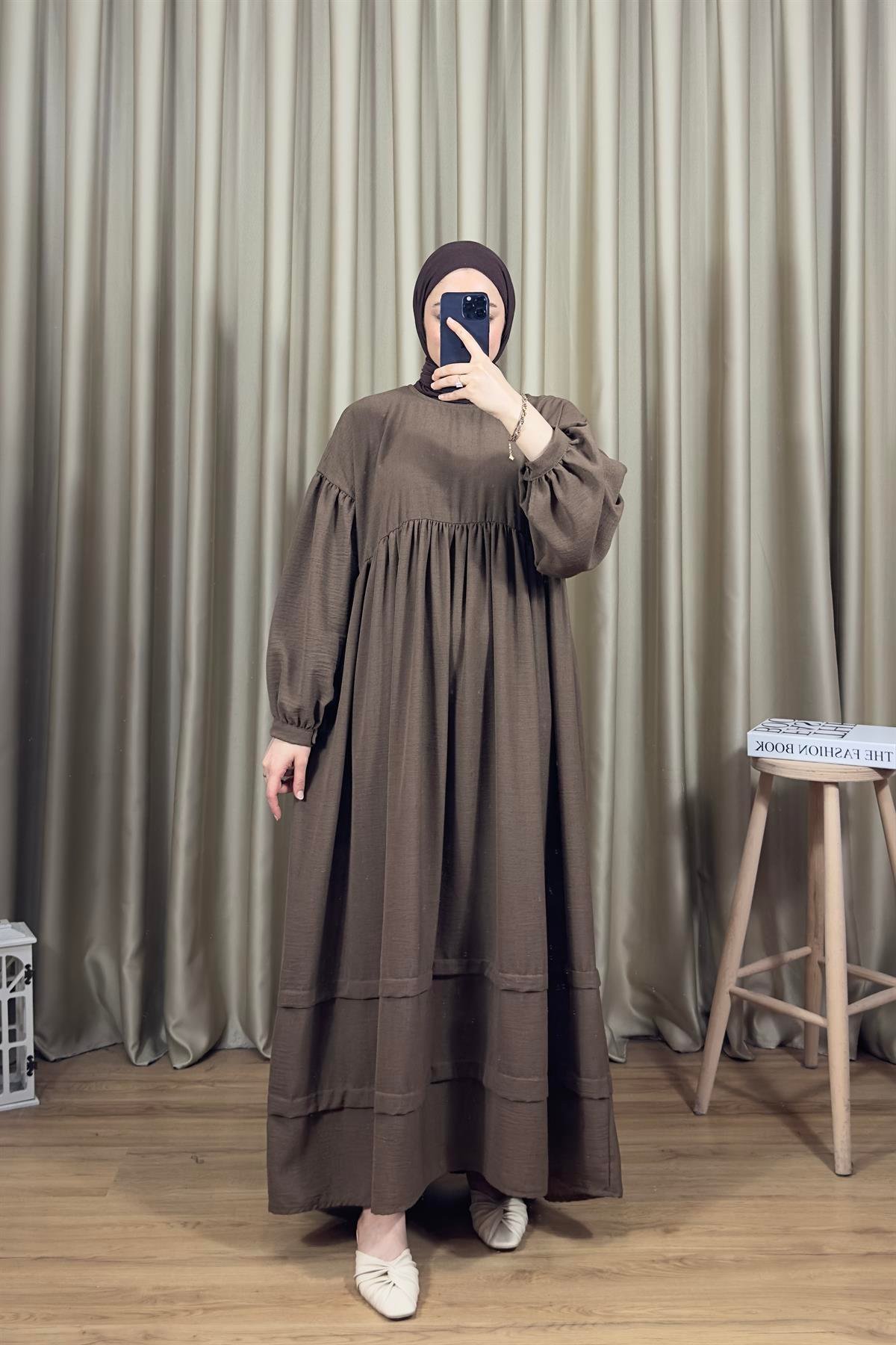 Oversize Suzi Elbise Acı Kahve 