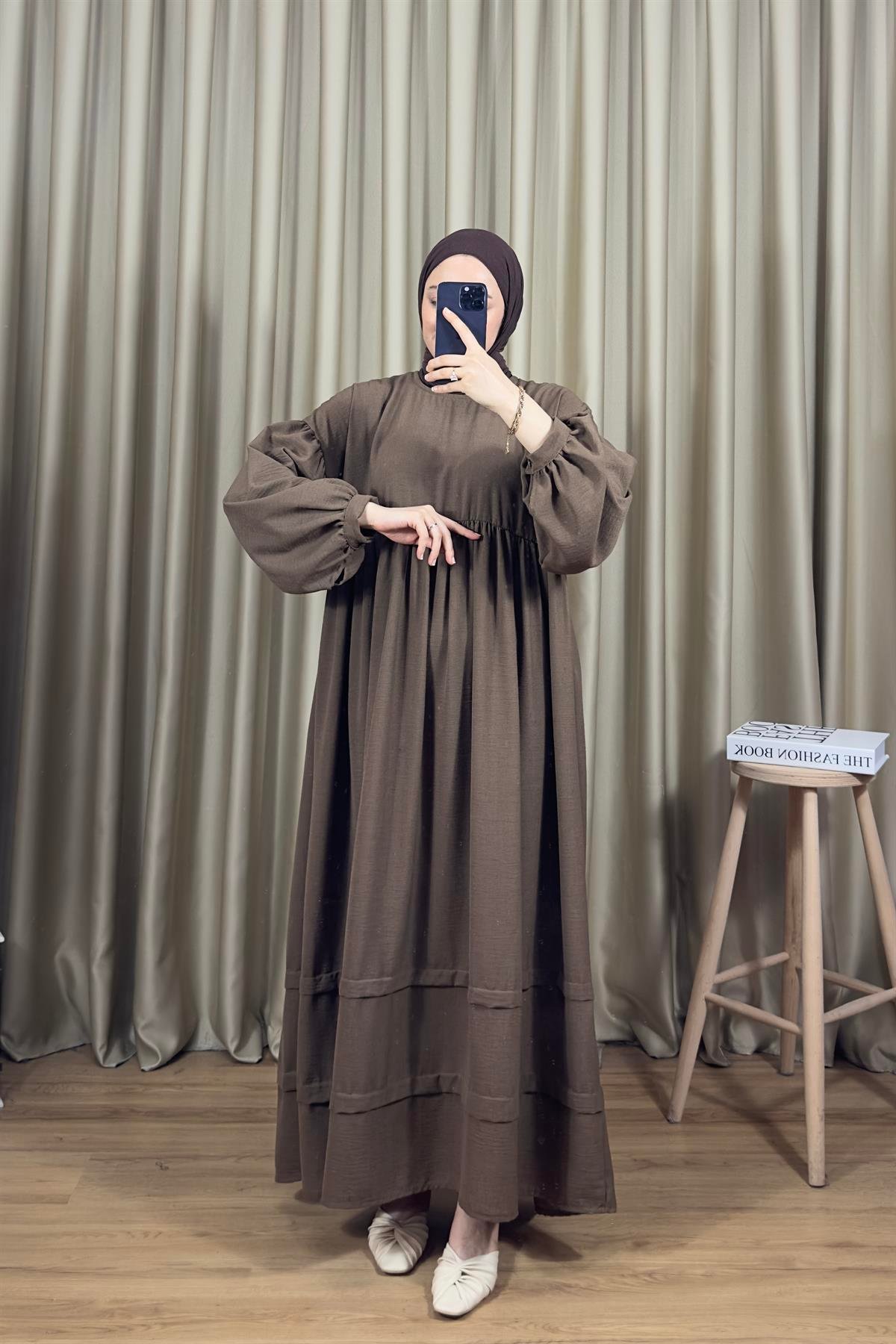 Oversize Suzi Elbise Acı Kahve 