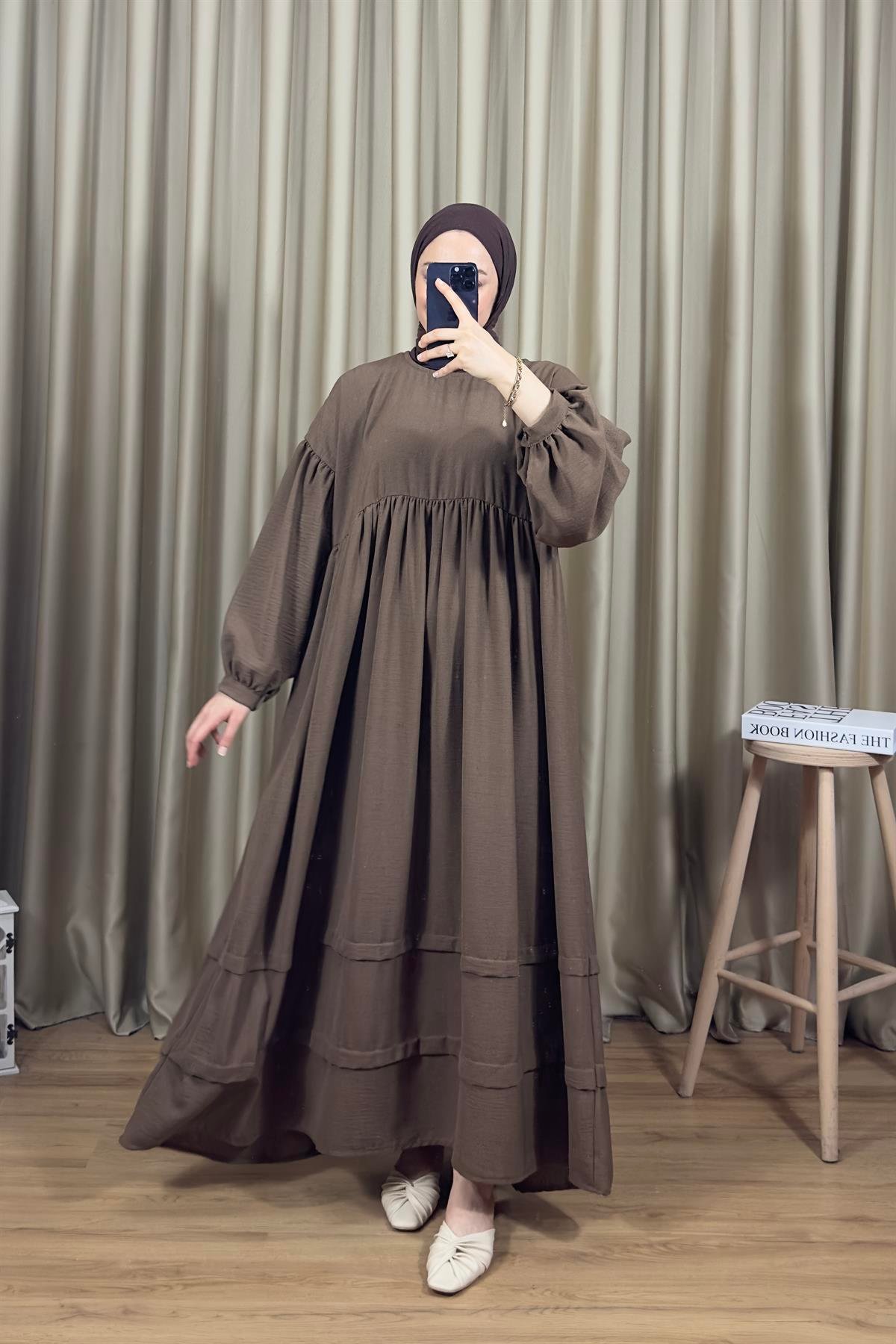 Oversize Suzi Elbise Acı Kahve 