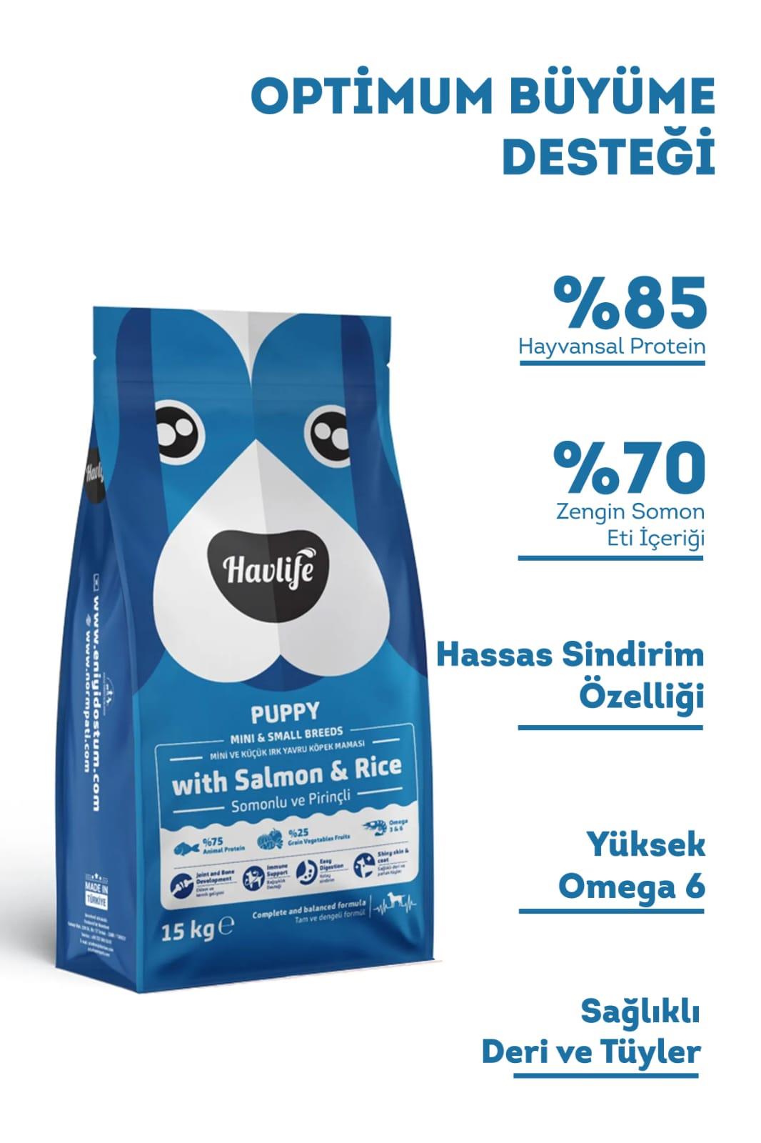 Havlife Orta ve Büyük Irk Somonlu Yavru Köpek Maması 15 kg