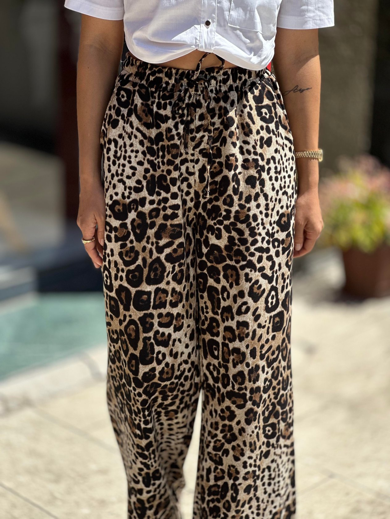 16380 LEOPAR DESEN BAGCIKLI PANTOLON