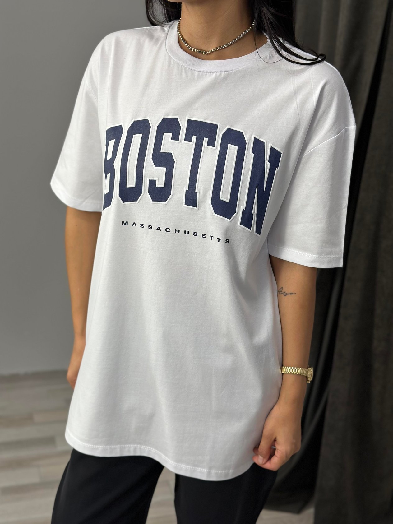 2519 BOSTON YAZILI TSHIRT