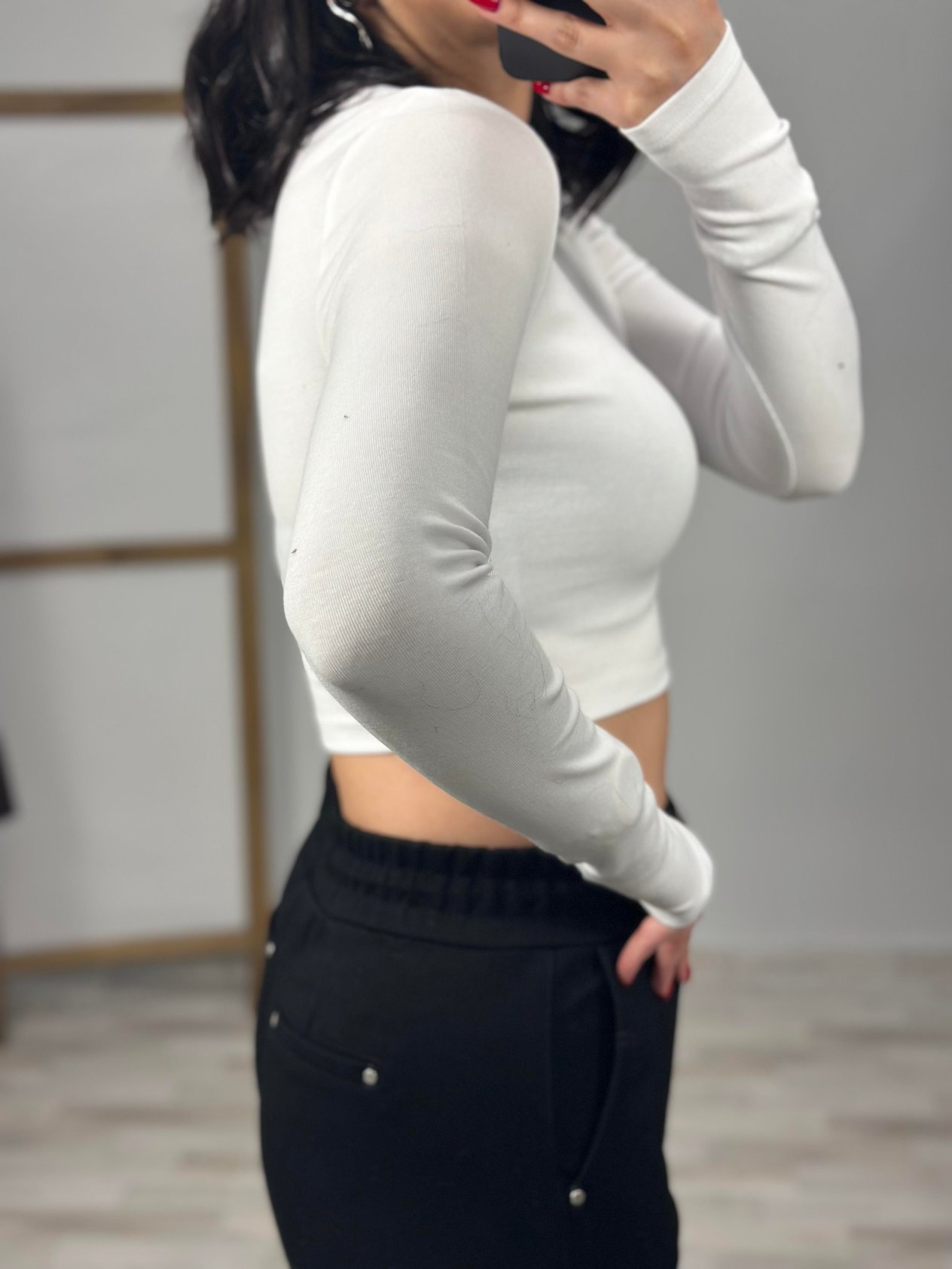 31236 UZUN KOLLU CROP TOP