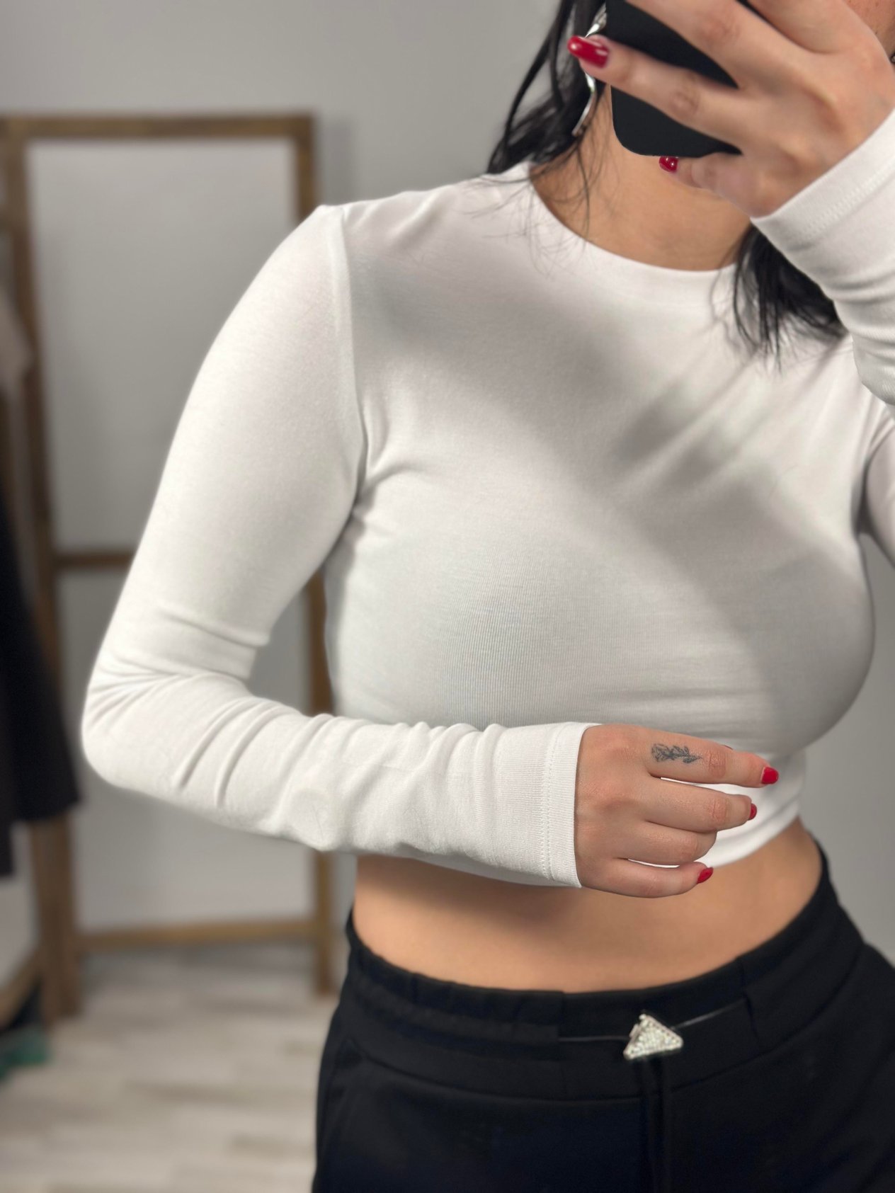 31236 UZUN KOLLU CROP TOP