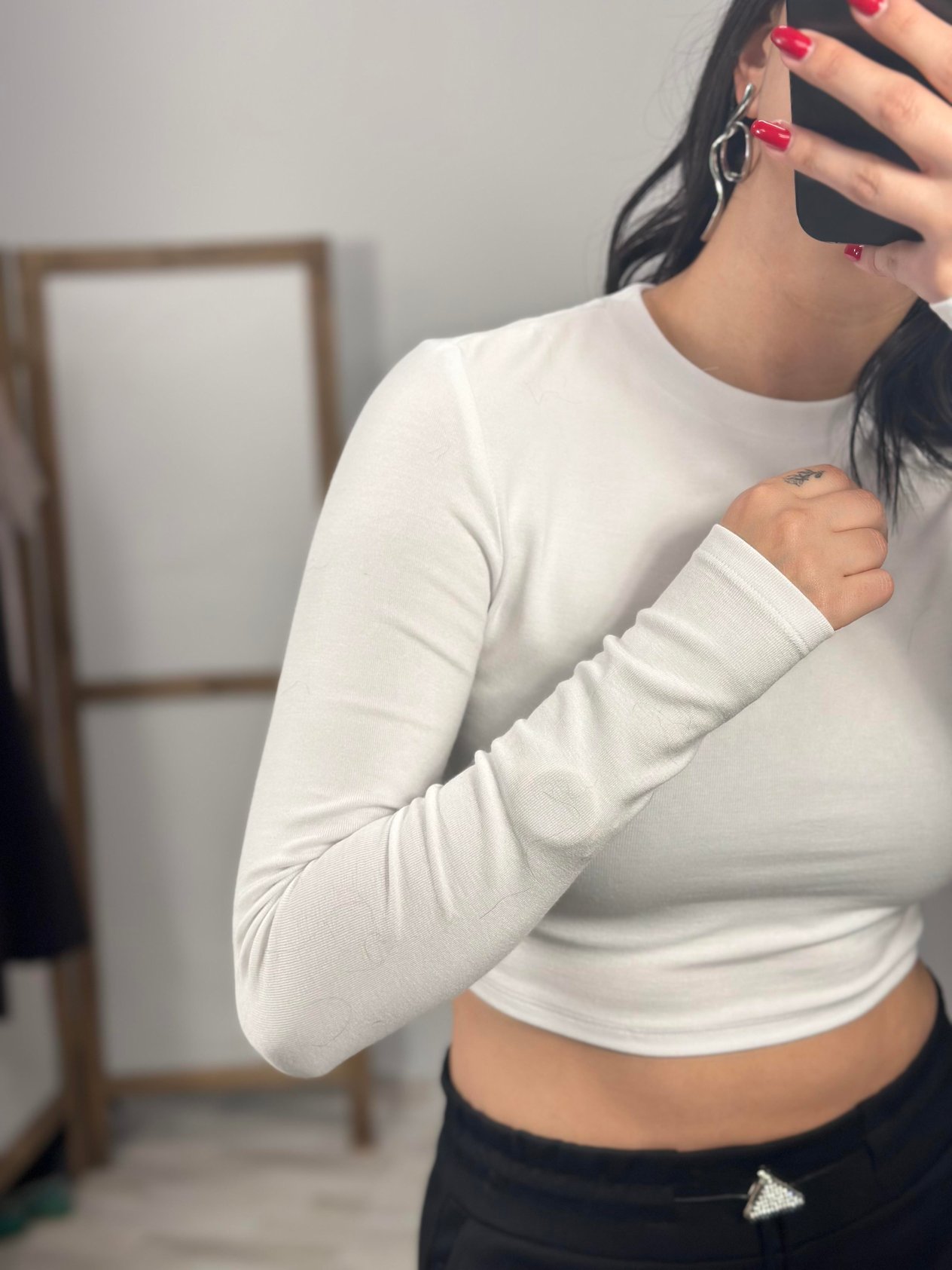 31236 UZUN KOLLU CROP TOP