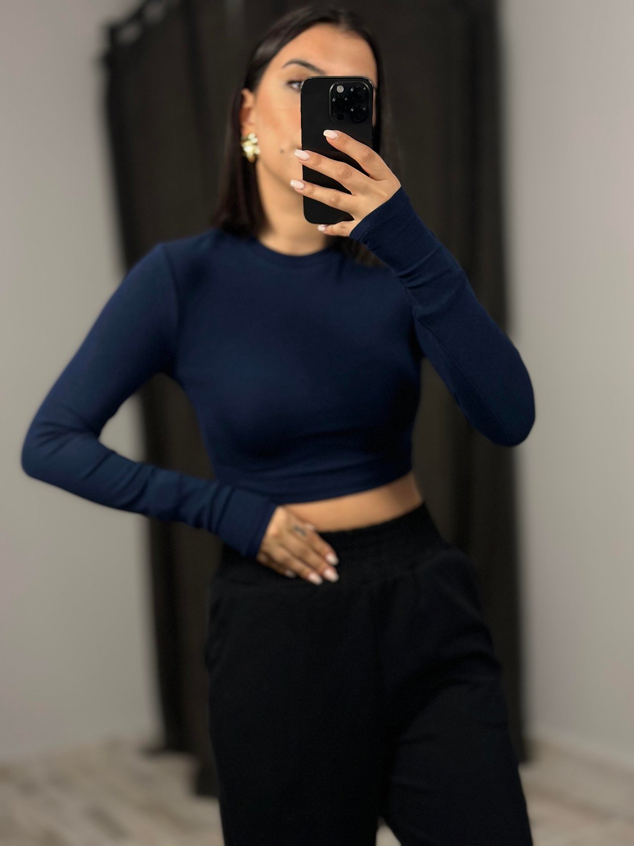 31236 UZUN KOLLU CROP TOP