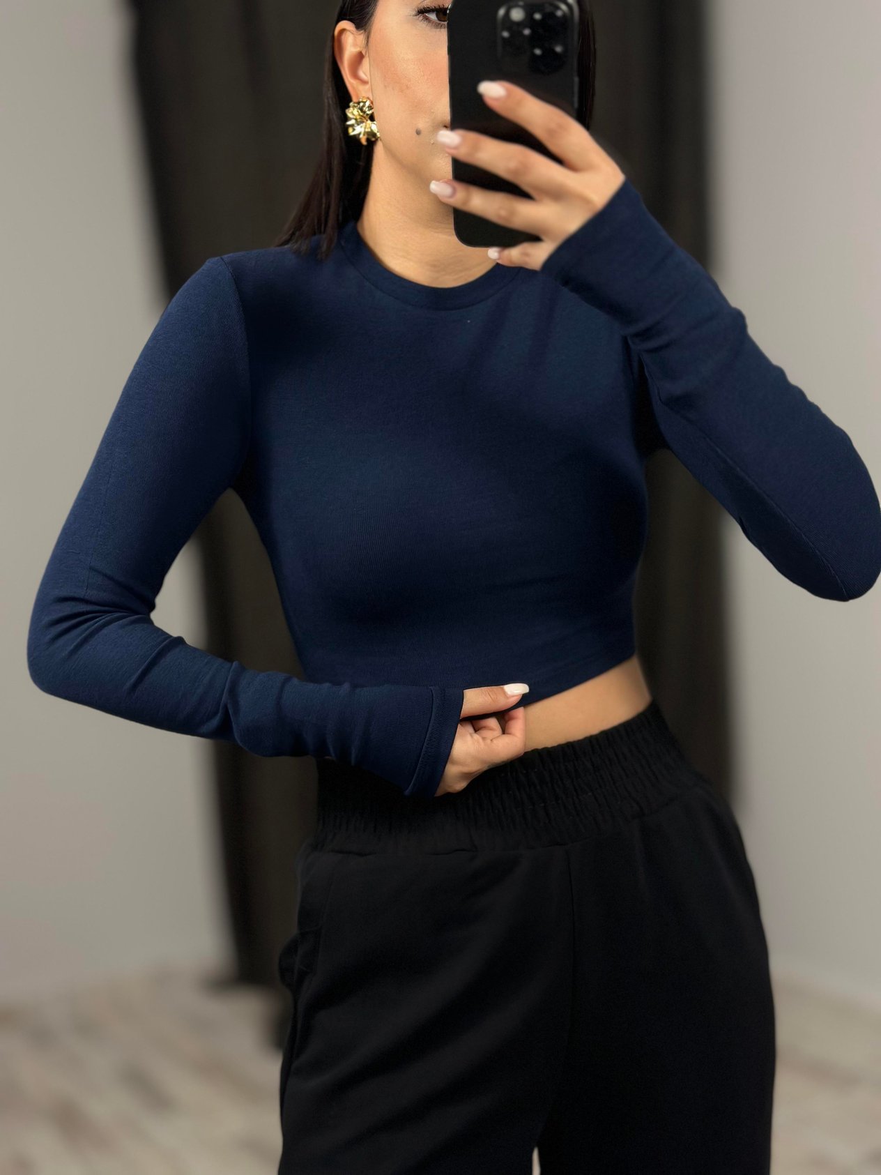 31236 UZUN KOLLU CROP TOP
