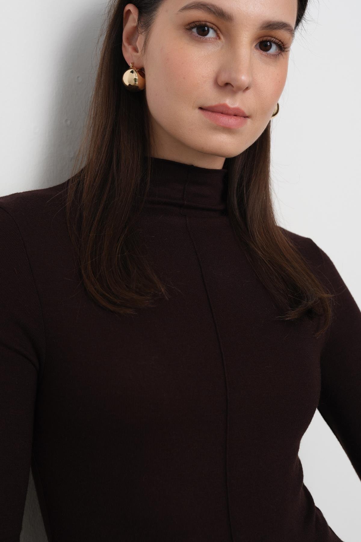 31391 DIK YAKA UZUN KOLLU TOP