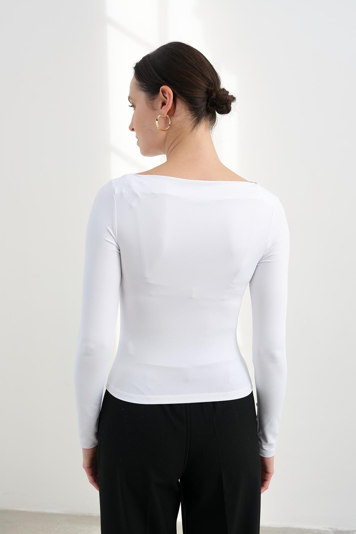 31415 UZUN KOLLU ASIMETRIK TSHIRT