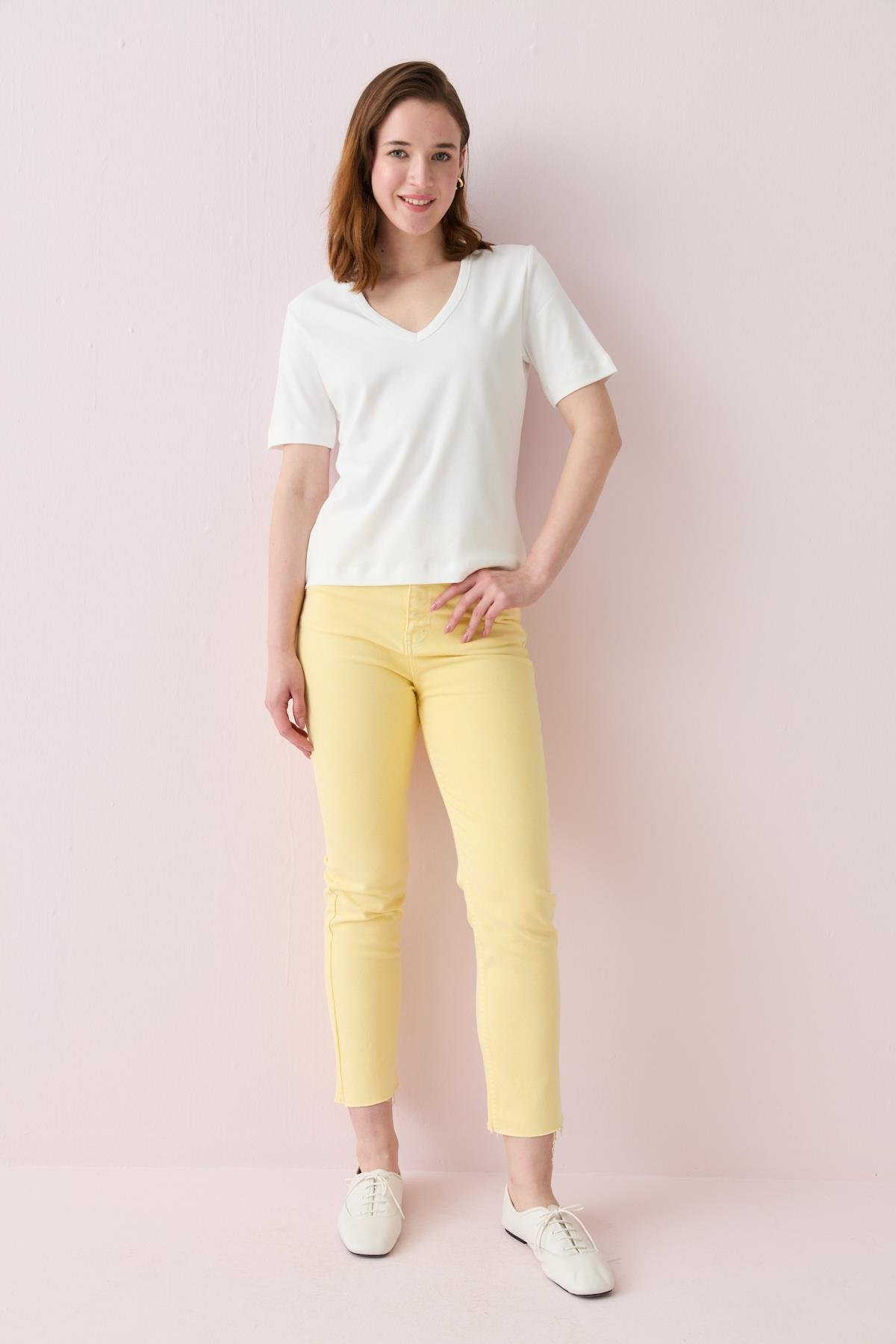 31840 V YAKA KISA KOLLU TSHIRT