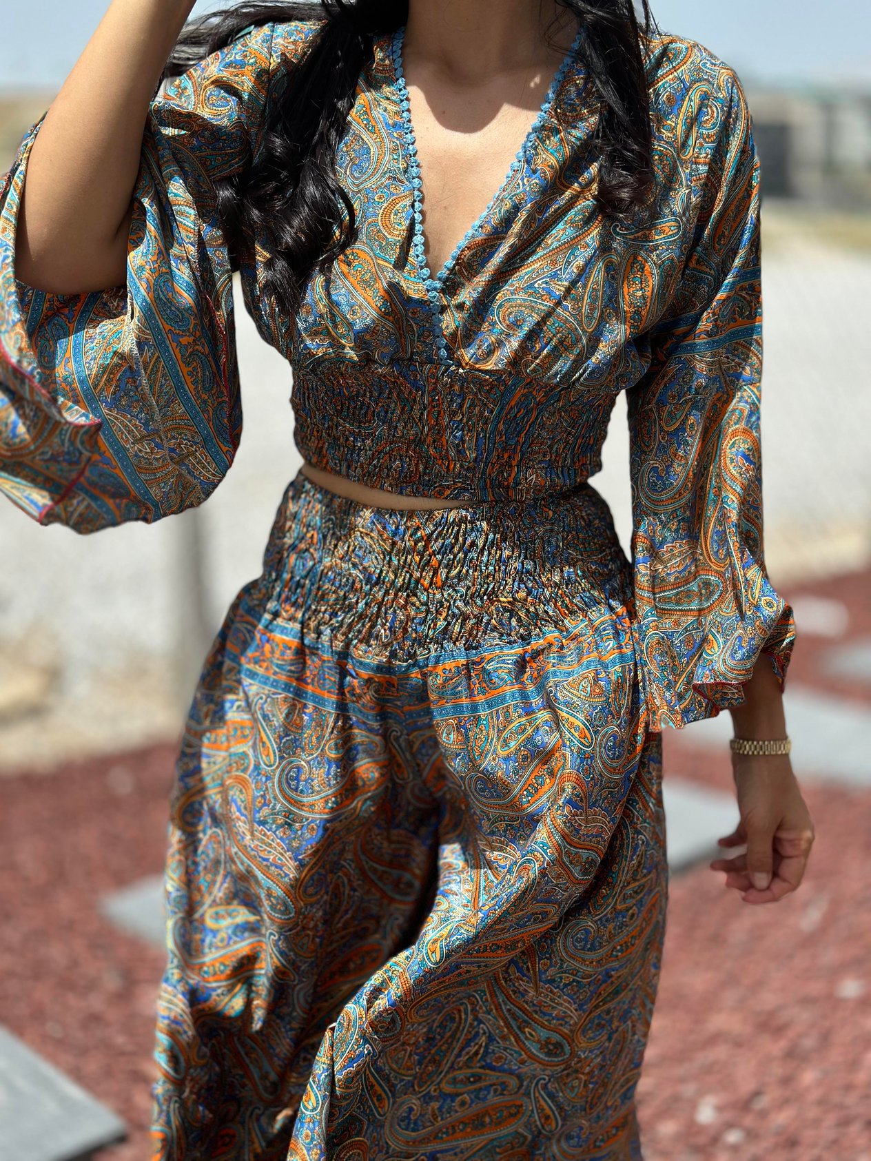 37203 DESENLI BLUZ PANTOLON TAKIM