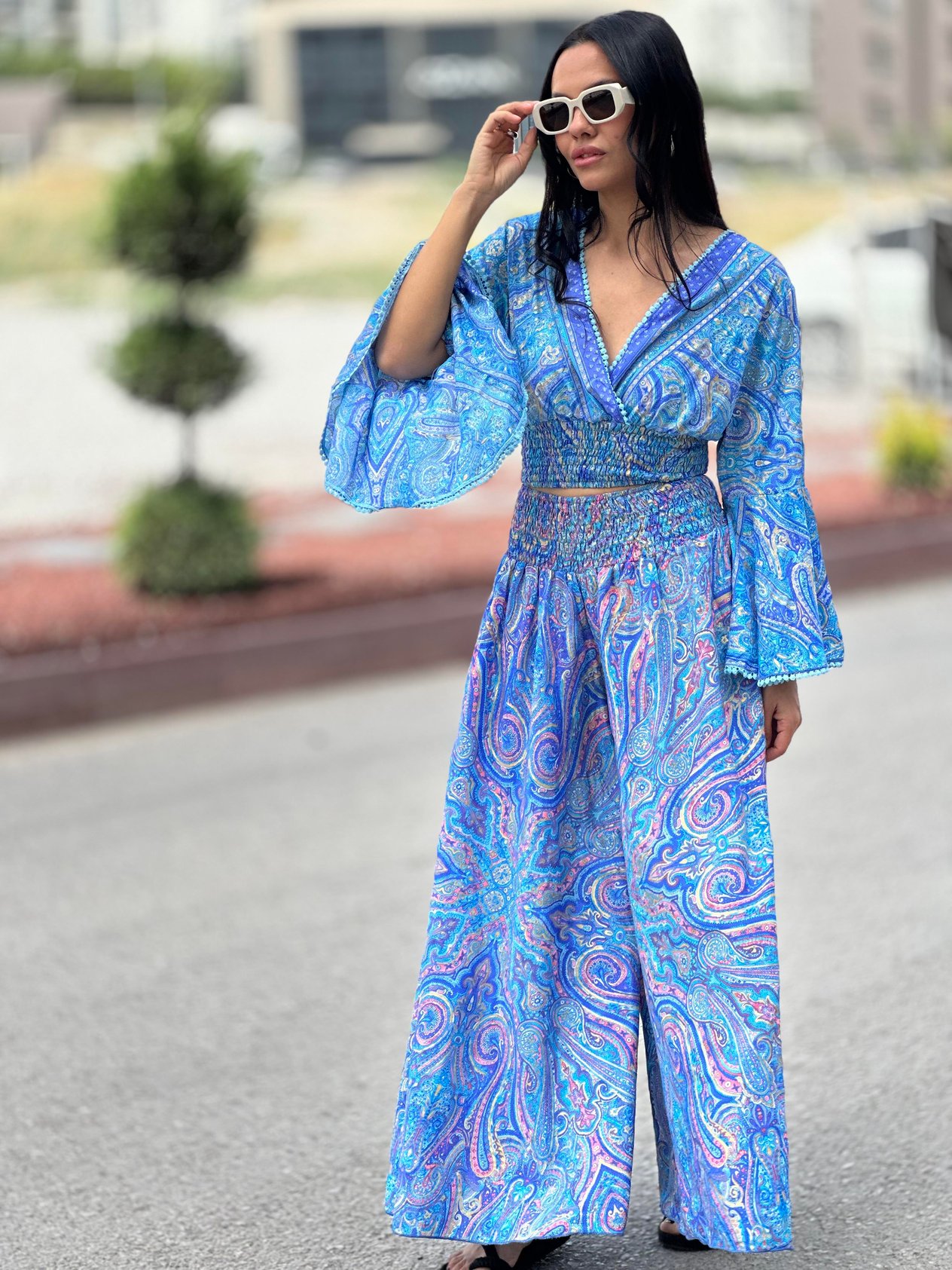 37434 DESENLI BLUZ PANTOLON TAKIM
