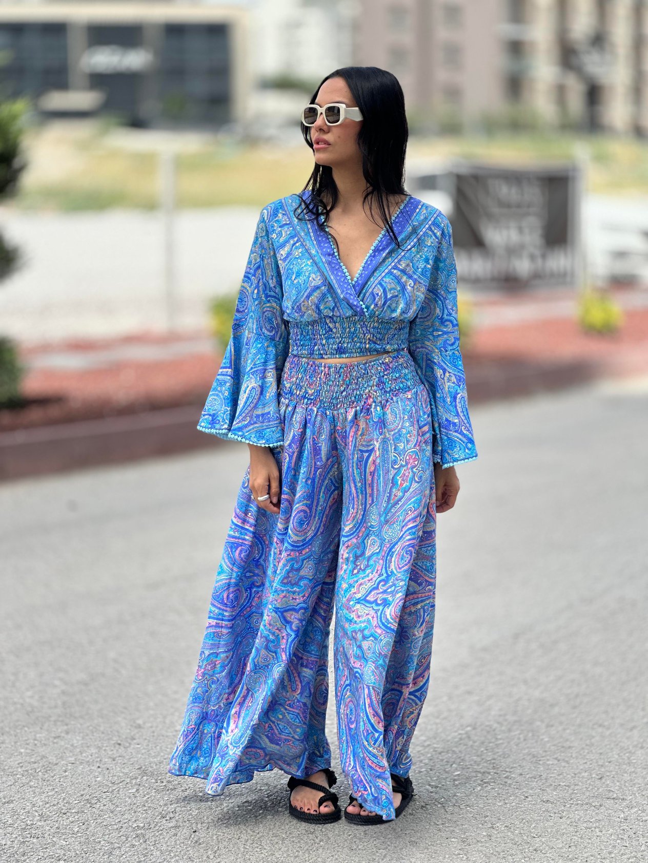37434 DESENLI BLUZ PANTOLON TAKIM