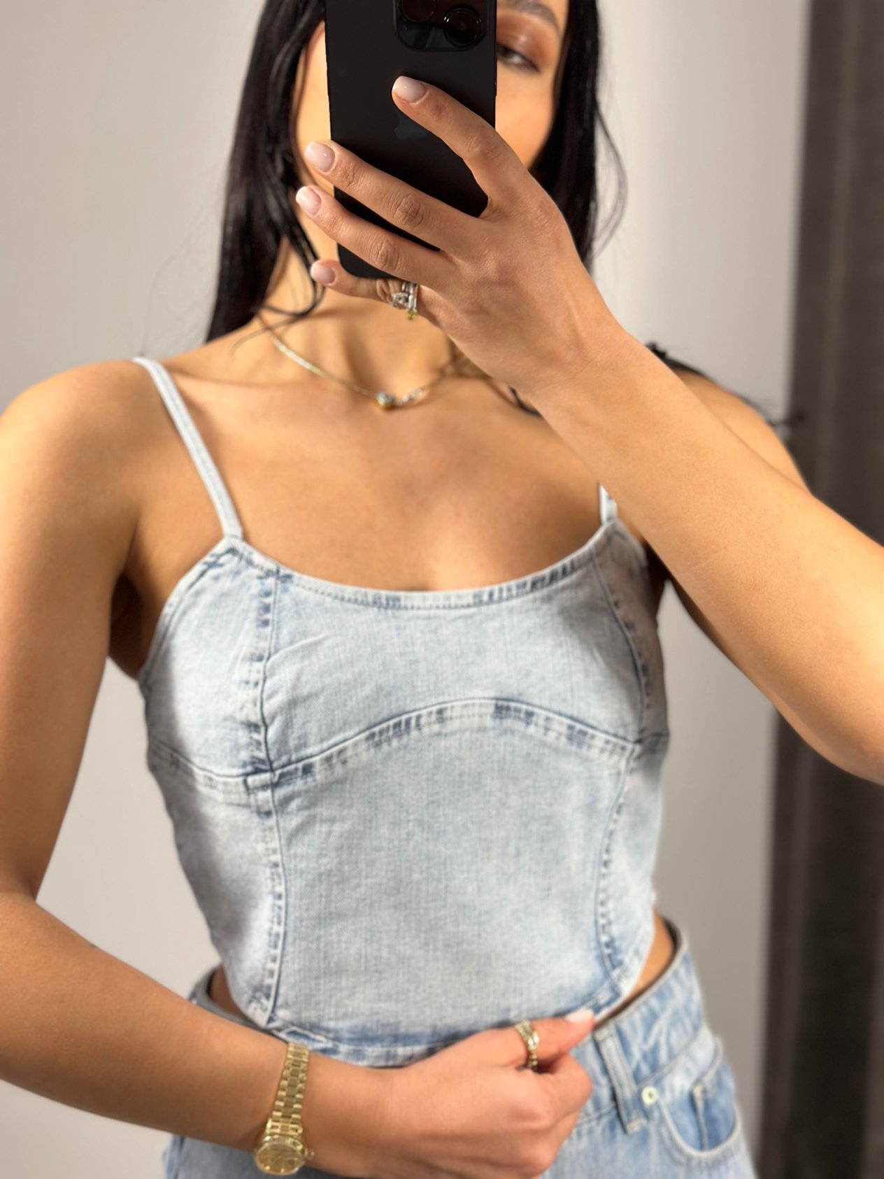 50713 KAR YIKAMA DENIM TOP