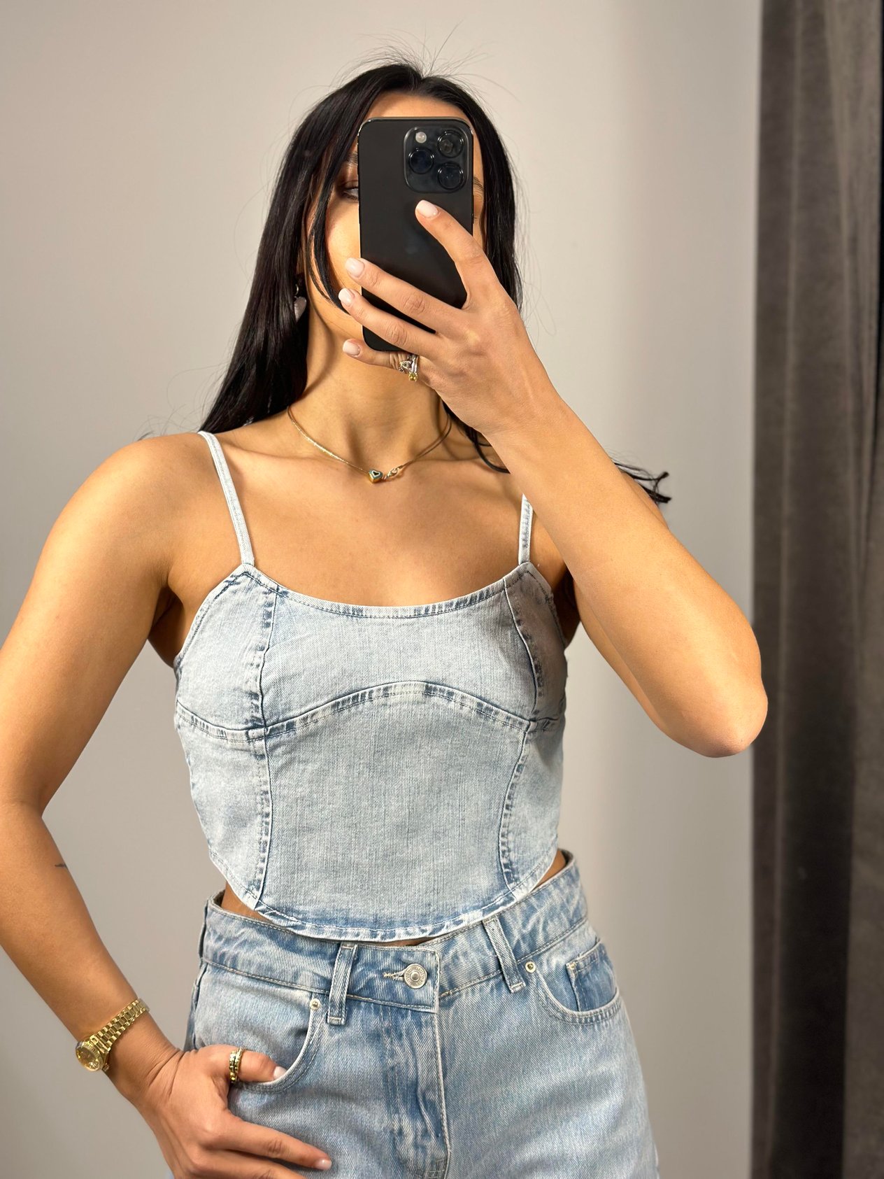 50713 KAR YIKAMA DENIM TOP