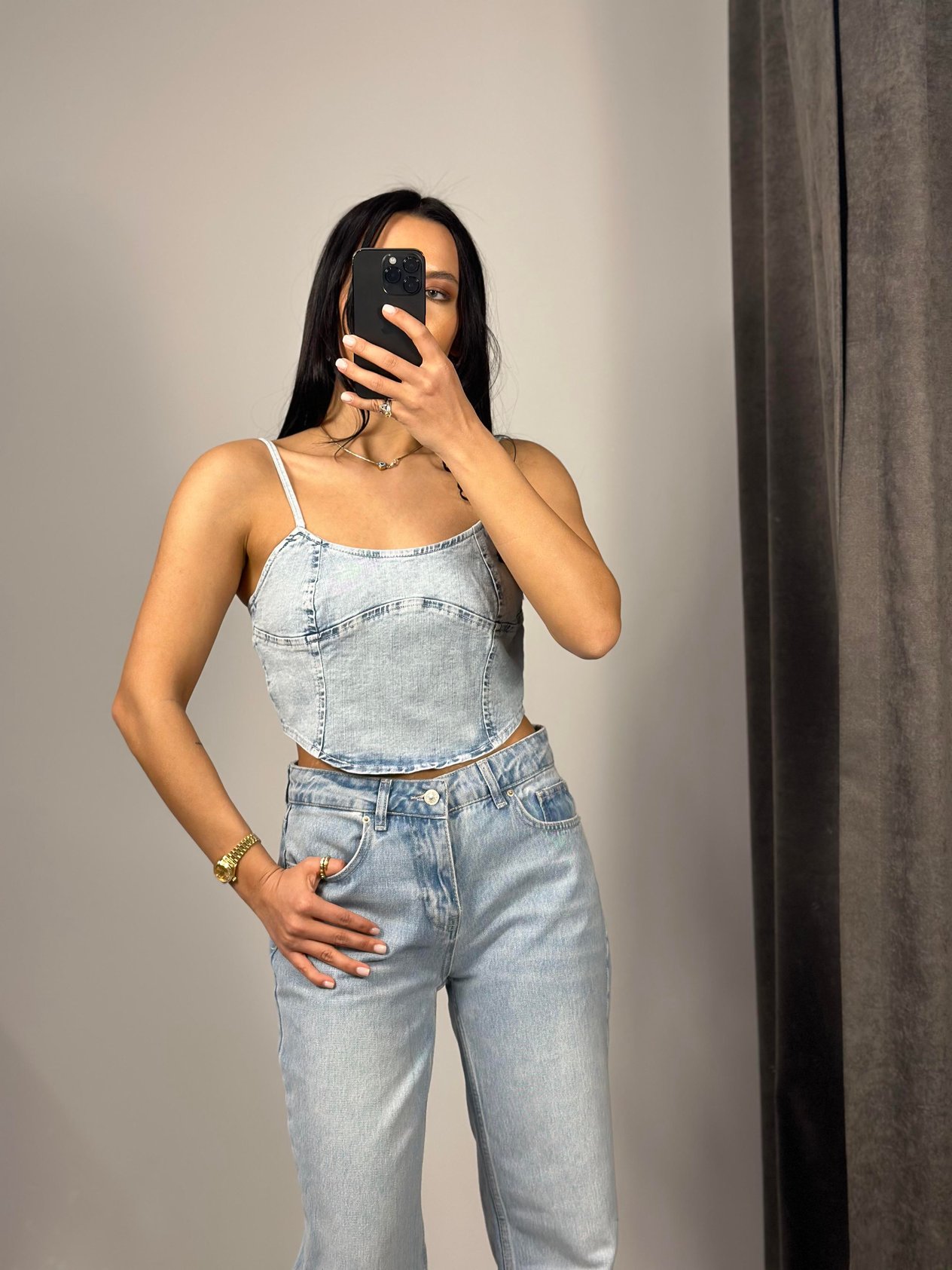 50713 KAR YIKAMA DENIM TOP