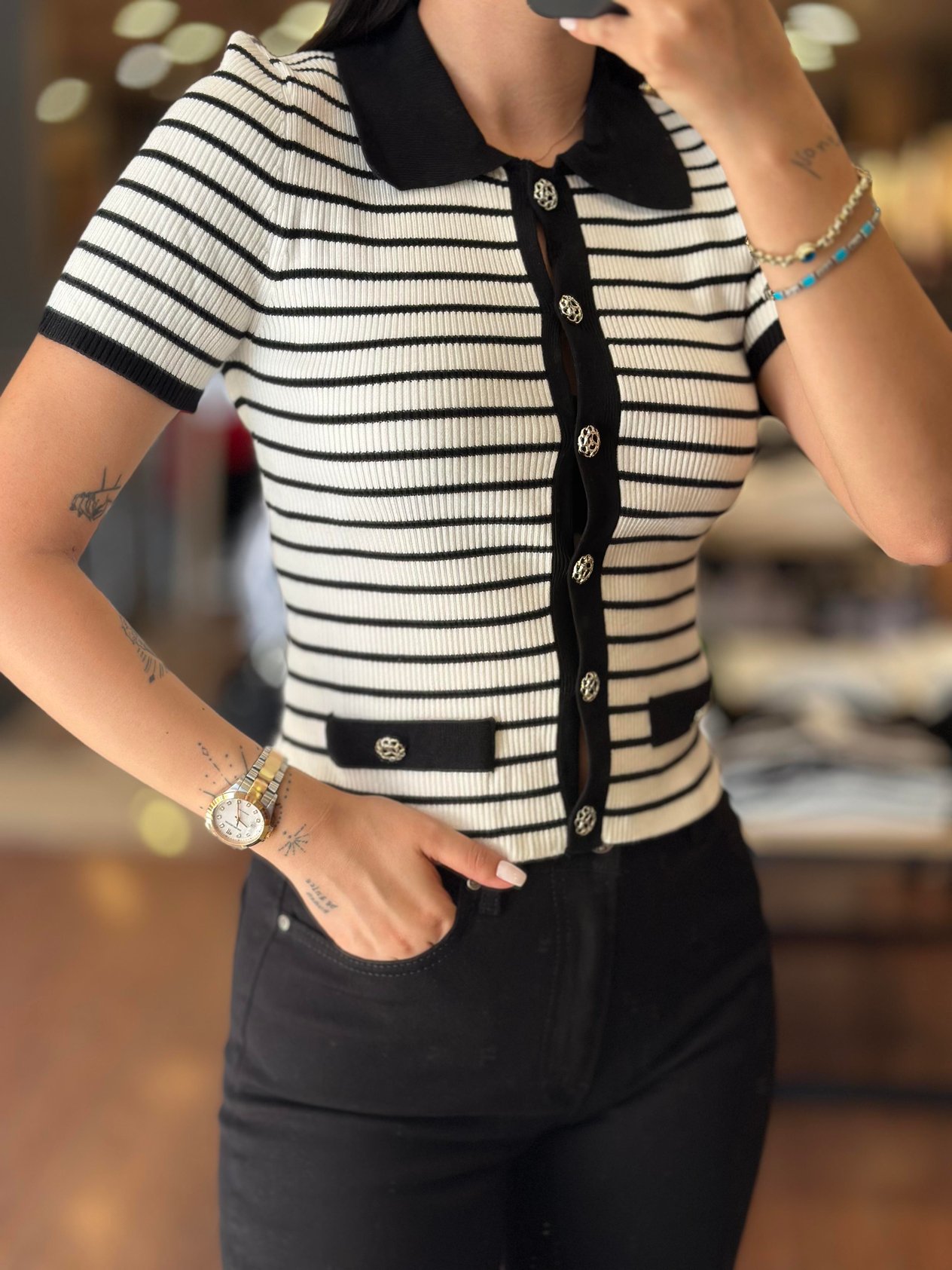 60239 POLO YAKA CIZGILI DUGMELI TRIKO HIRKA