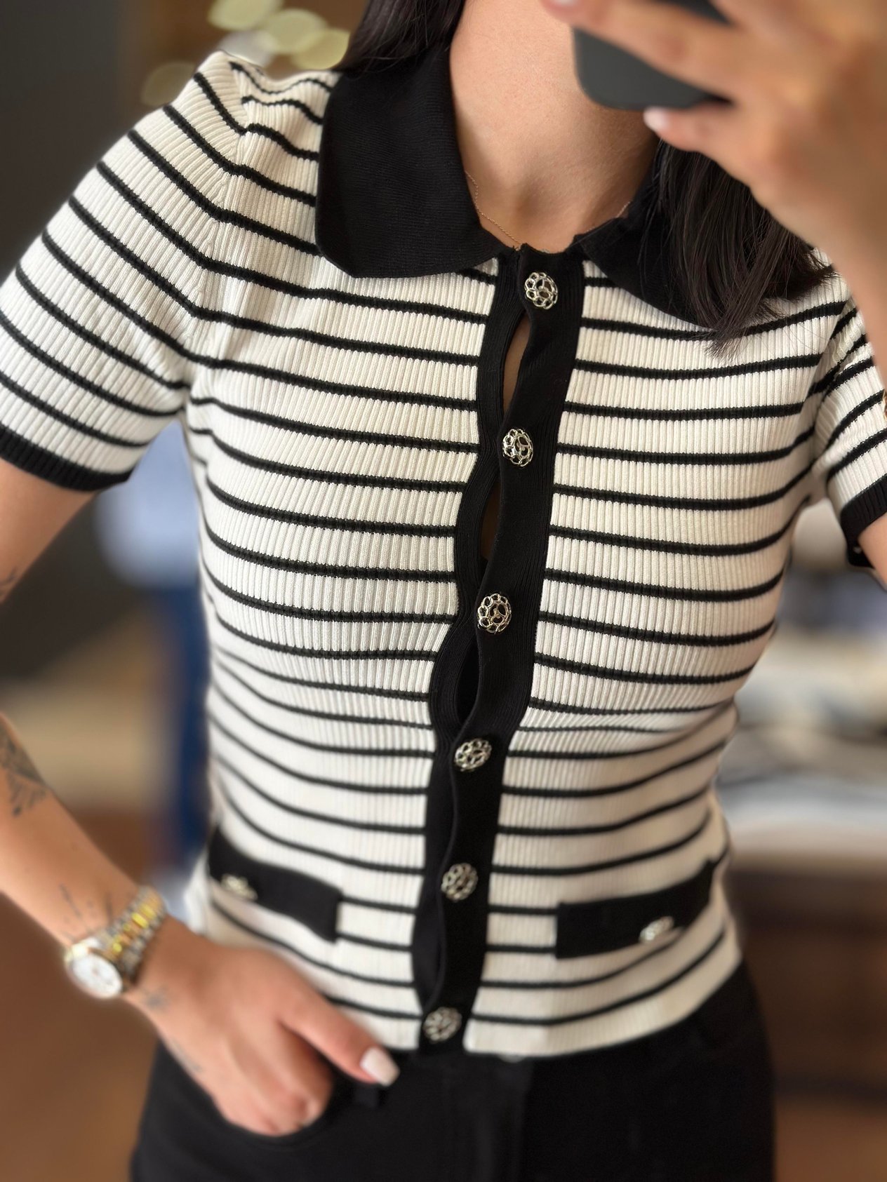 60239 POLO YAKA CIZGILI DUGMELI TRIKO HIRKA