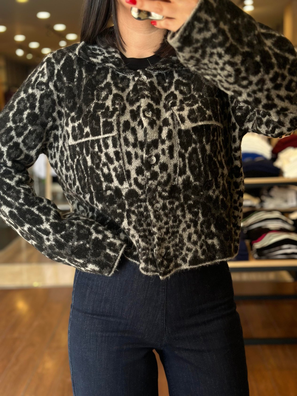 60296 POLO YAKA DUGMELI CEPLI LEOPAR TRIKO HIRKA