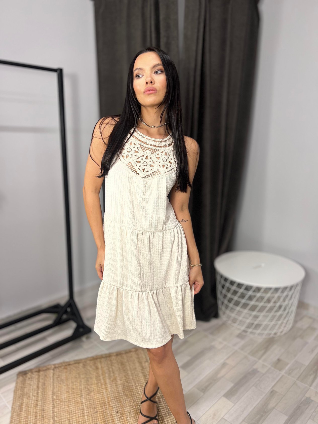 60456 DANTEL DETAYLI ELBISE