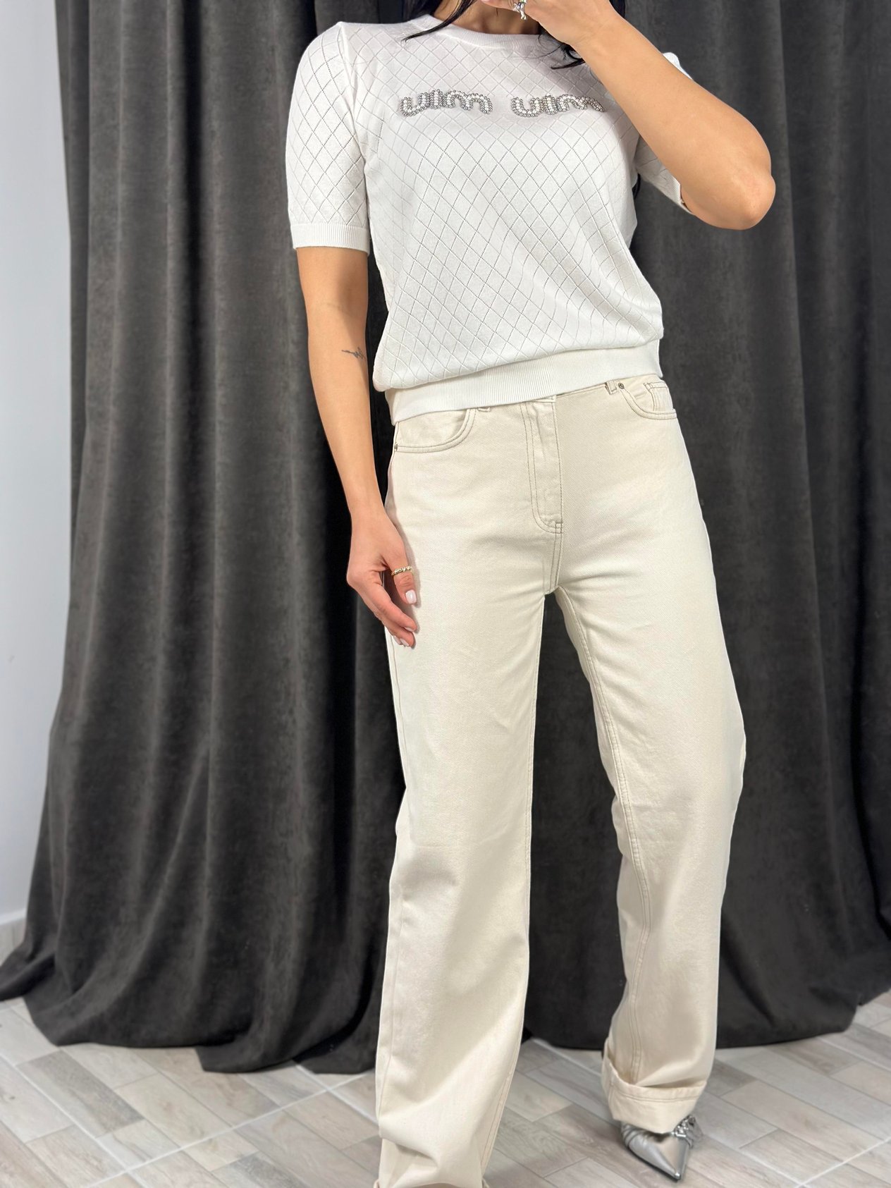 71448 PAMUKLU DUSUK BEL WIDELEG PANTOLON