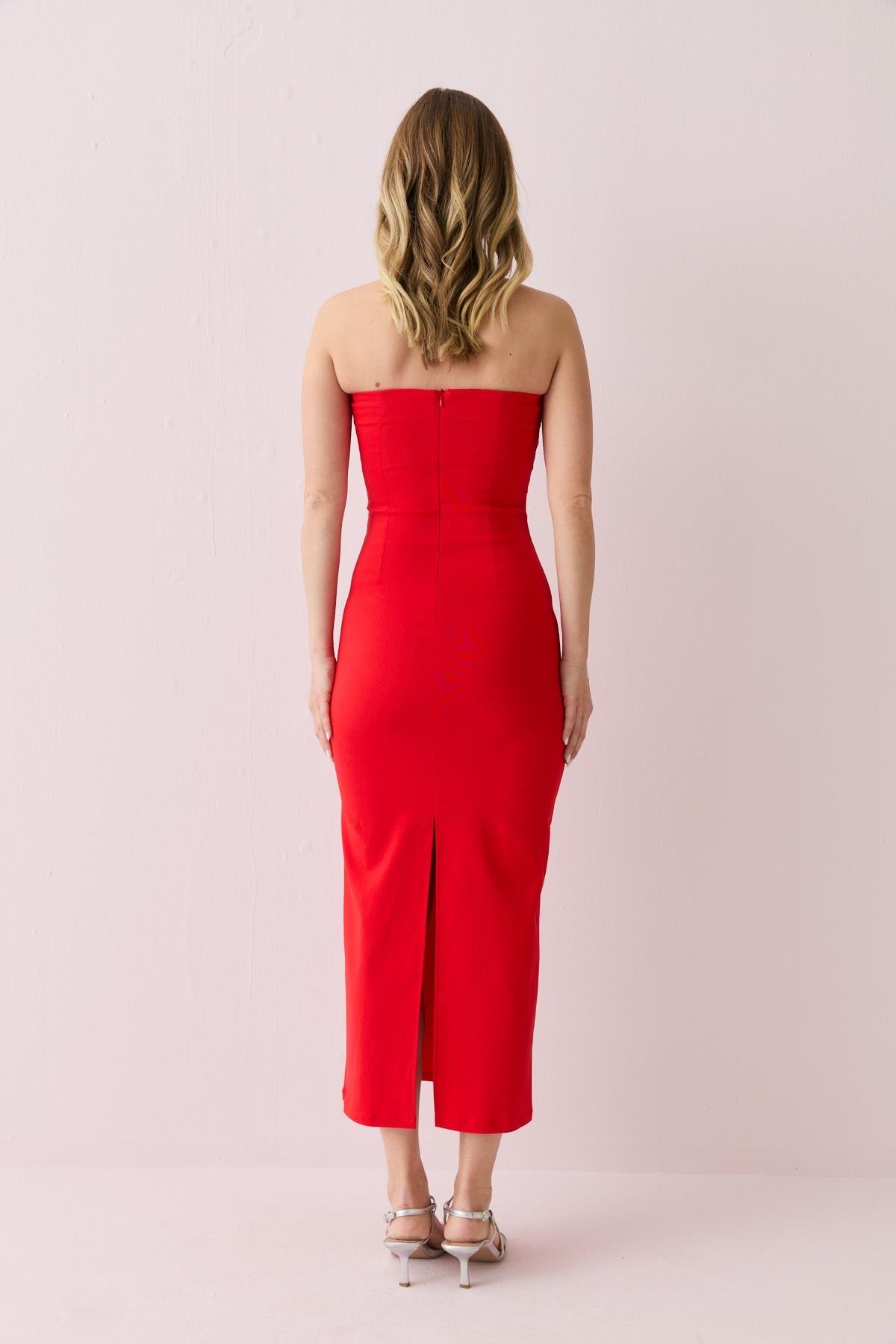 91368 STRAPLEZ MIDI ELBISE