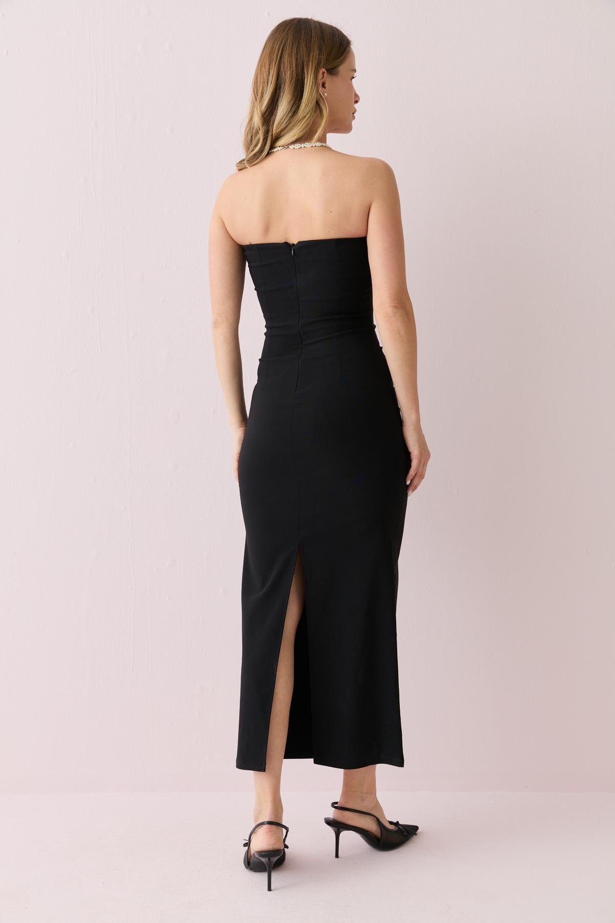 91368 STRAPLEZ MIDI ELBISE