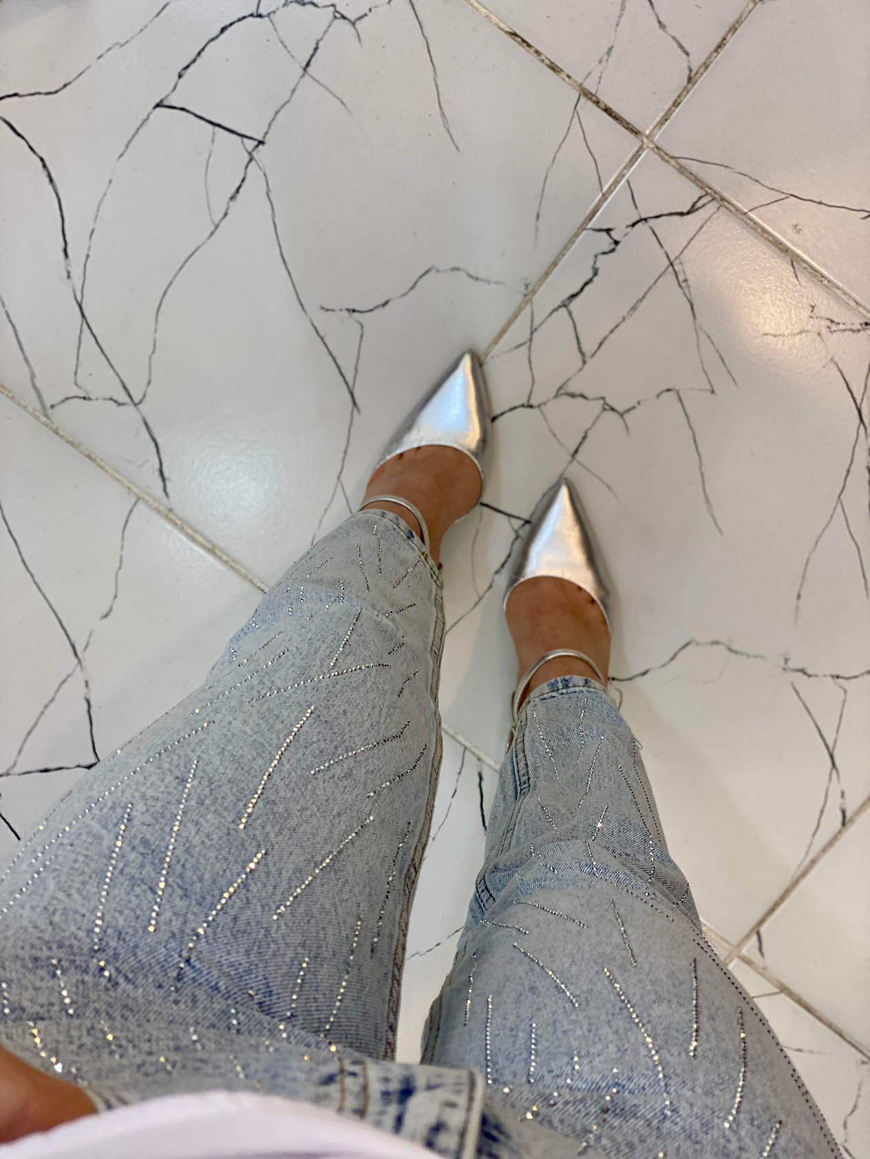 Buz Mavi Taşlı Boyfit Jean 
