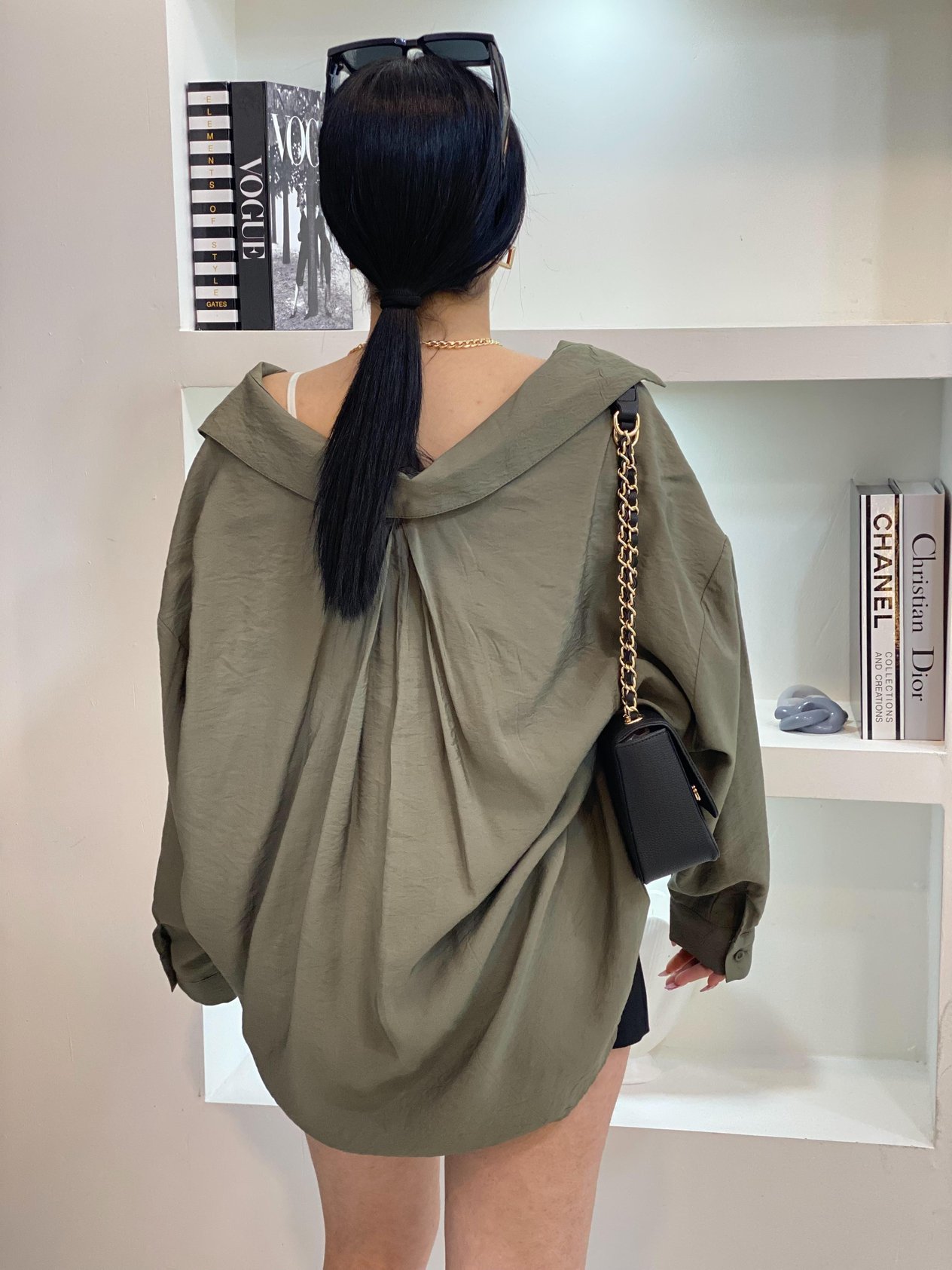 Haki Oversize Önü Cepli Model Gömlek 