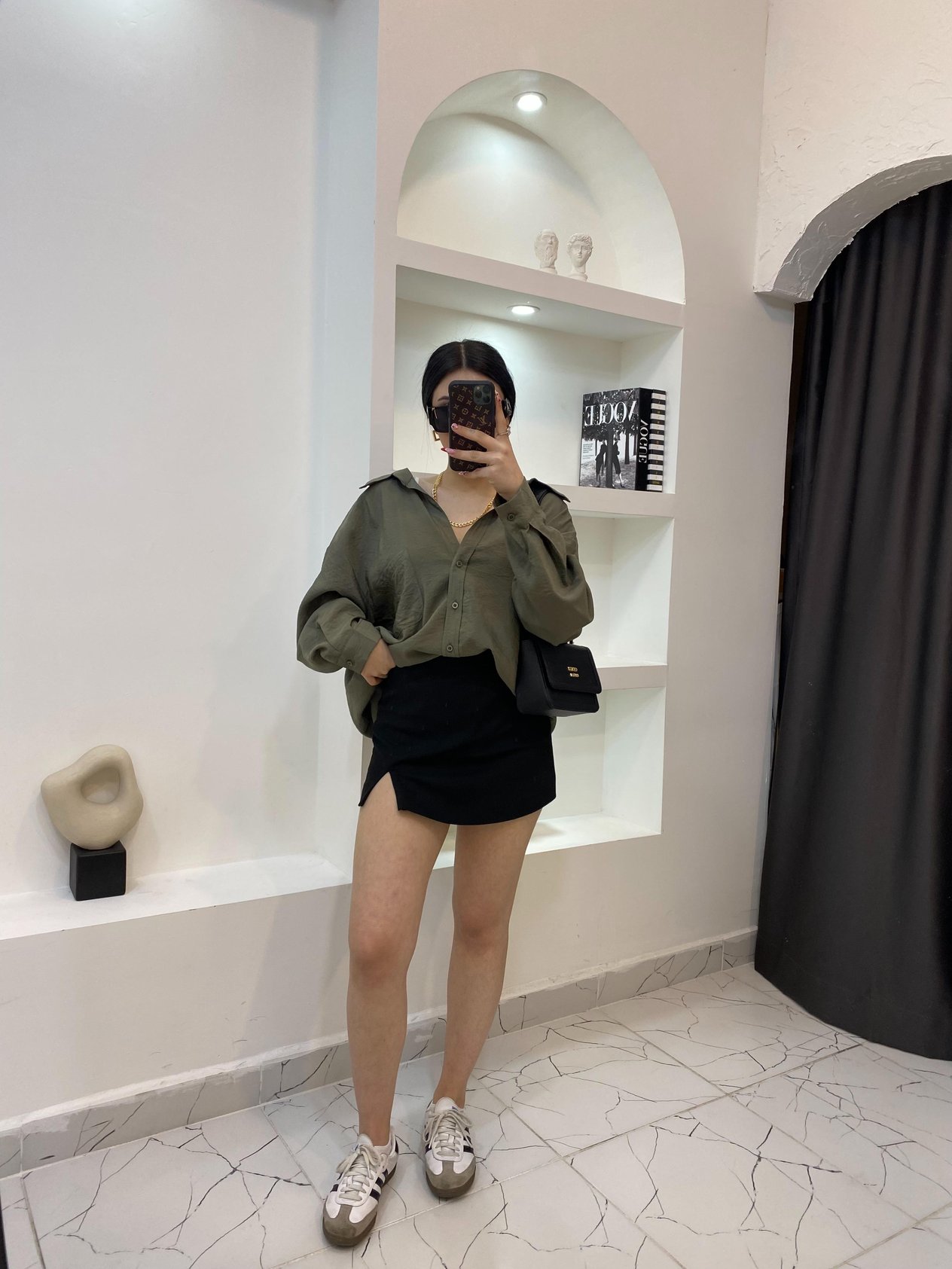 Haki Oversize Önü Cepli Model Gömlek 