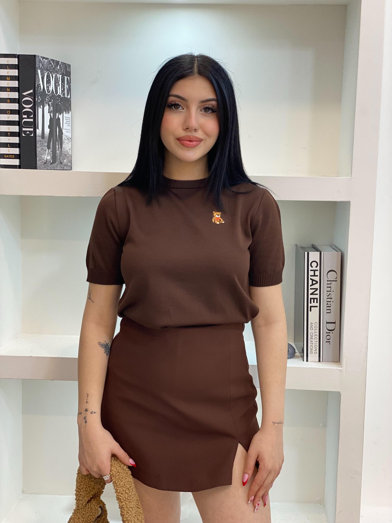 Kahve Premium Kalite Ayıcık Logolu Triko 